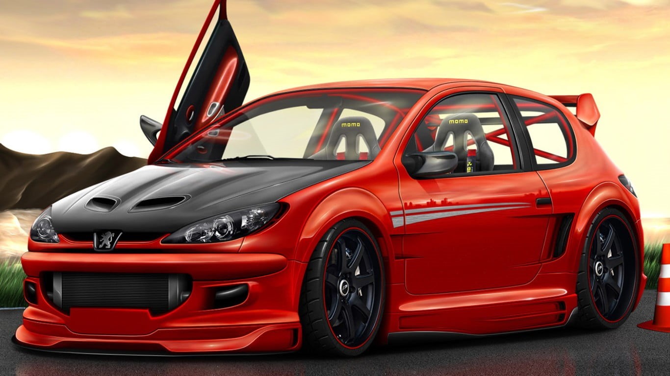 Peugeot, hatchback, cloud - sky, black, land vehicle, transportation, vintage car, sports car, mode of transportation, motor vehicle, car, retro styled, HD Wallpaper