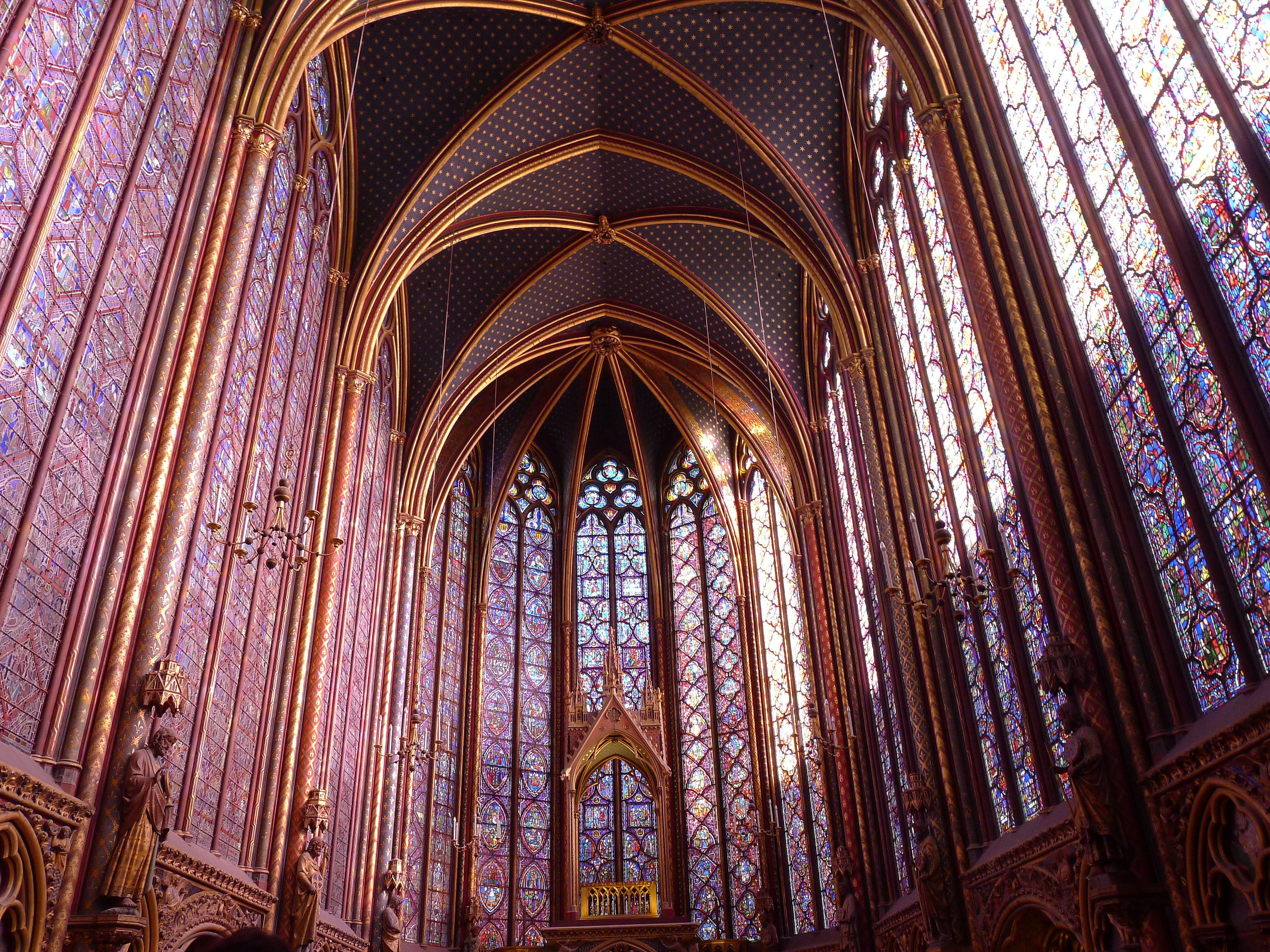 spirituality, history, sainte chapelle, architectural column, stained glass, europe, tourism, cathedral, travel destinations, building, landmark, european, HD Wallpaper