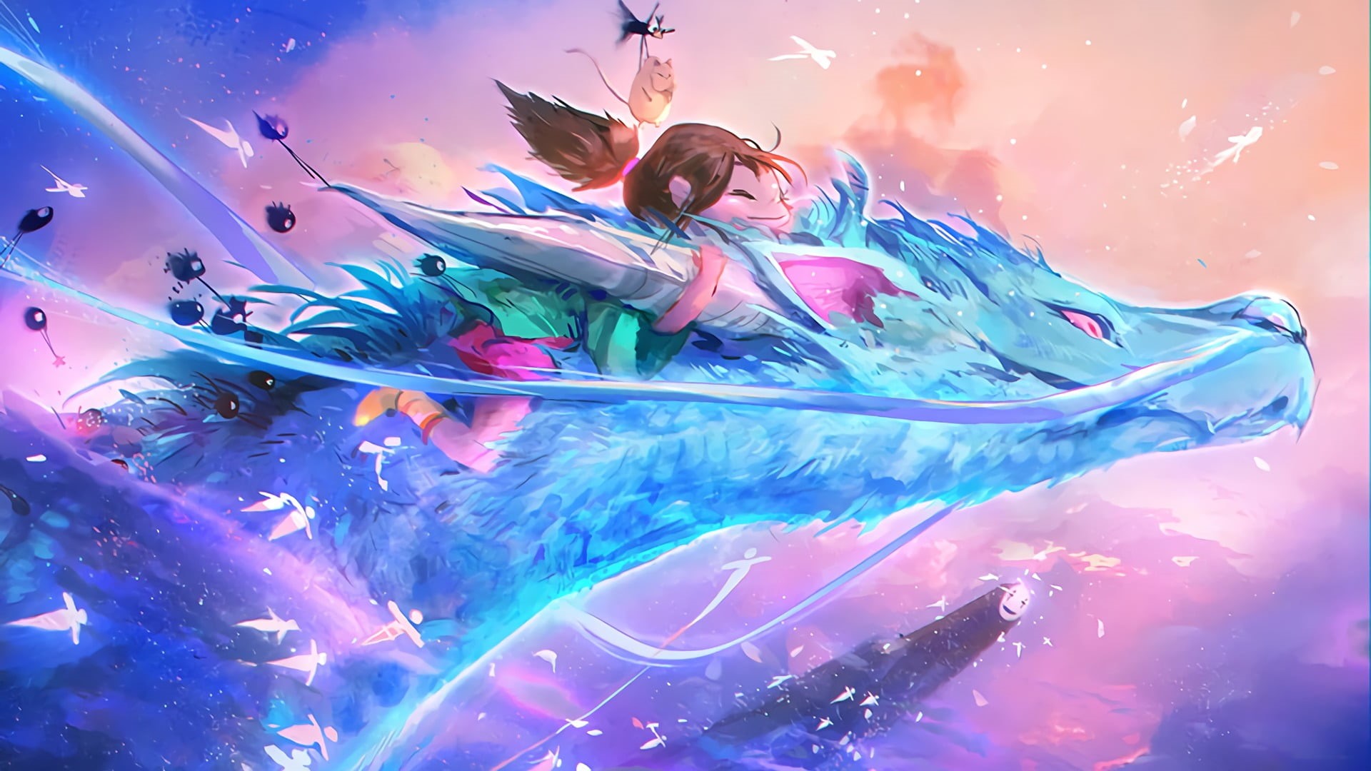 arts culture and entertainment, night, indoors, women, illuminated, blue, Spirited Away, young men, adult, young adult, 1080P, away, nature, multi colored, HD Wallpaper