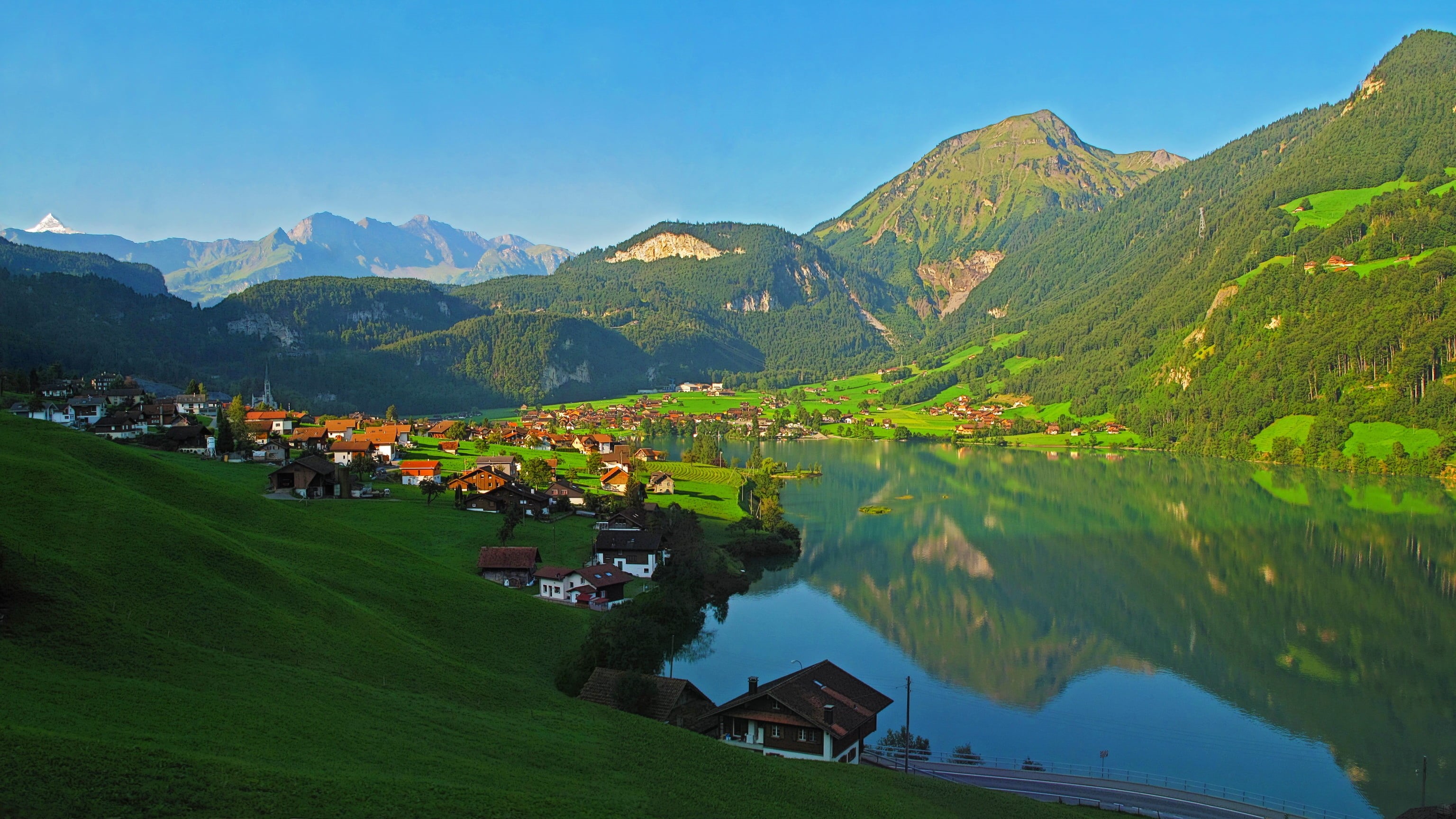 valley, 2K, building, idyllic, tourism, blue, landscape, outdoors, architecture, travel, nature, tranquility, summer, forest, town, hallstatter See, vacations, HD Wallpaper