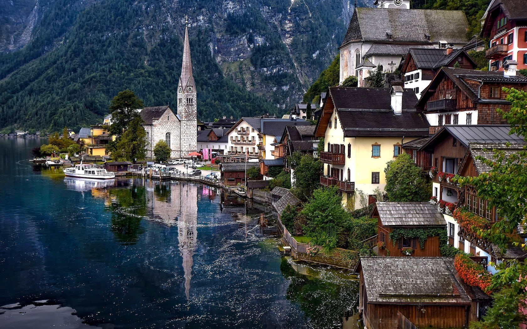europe, hallstatter See, outdoors, cultures, plant, travel Destinations, lake, scenics, beauty In Nature, switzerland, white, tree, landscape, travel, built Structure, HD Wallpaper