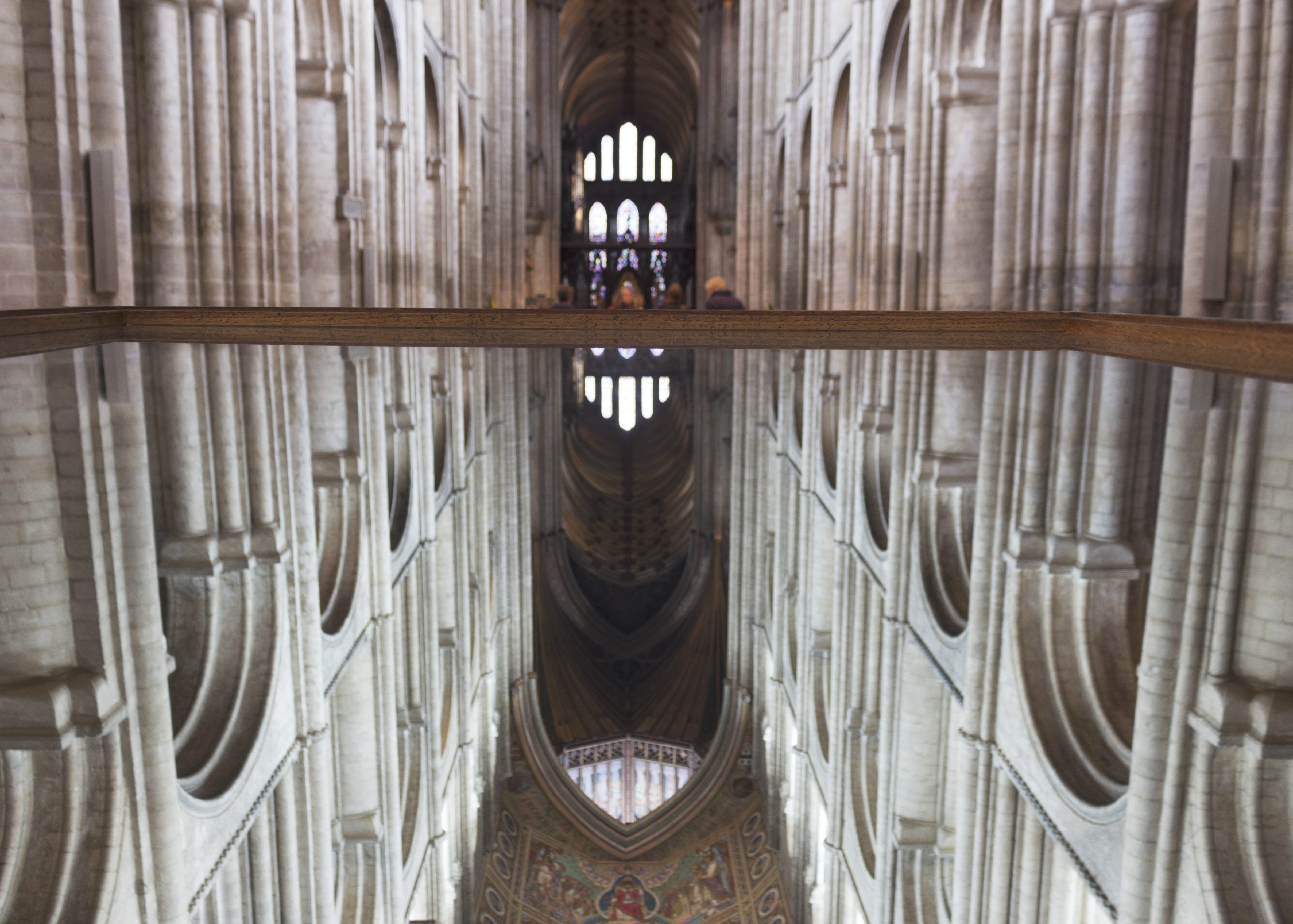 glass, no people, cathedral, built structure, building, stone, the past, pillar, window, day, 4K, chruch, mirror, matt heaton, ely, sheenless, architecture, HD Wallpaper