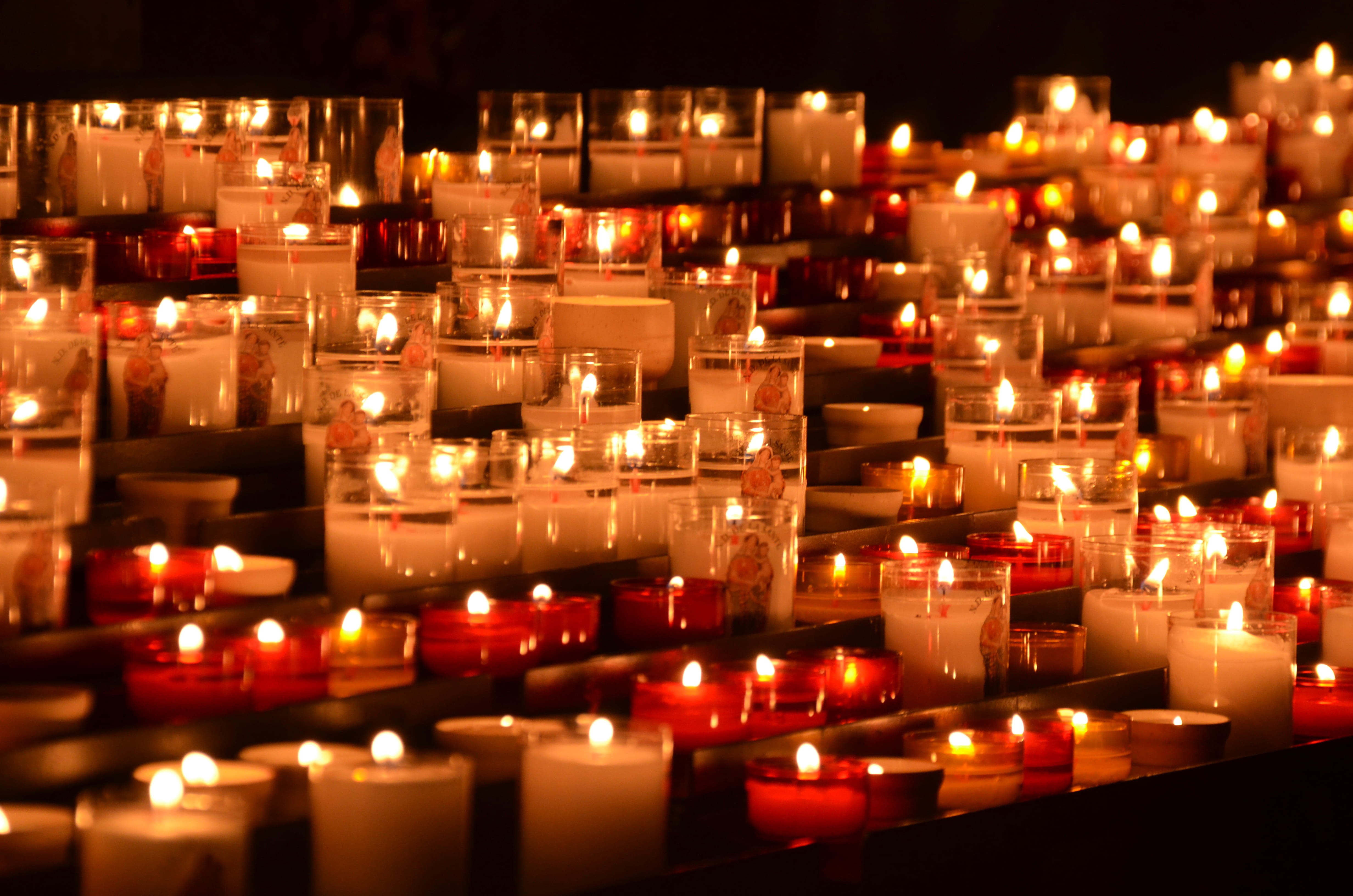 building, candle, altar, holder, tea light, spirituality, chruch, grief, burning, fire, built structure, candles, indoors, no people, belief, place of worship, HD Wallpaper