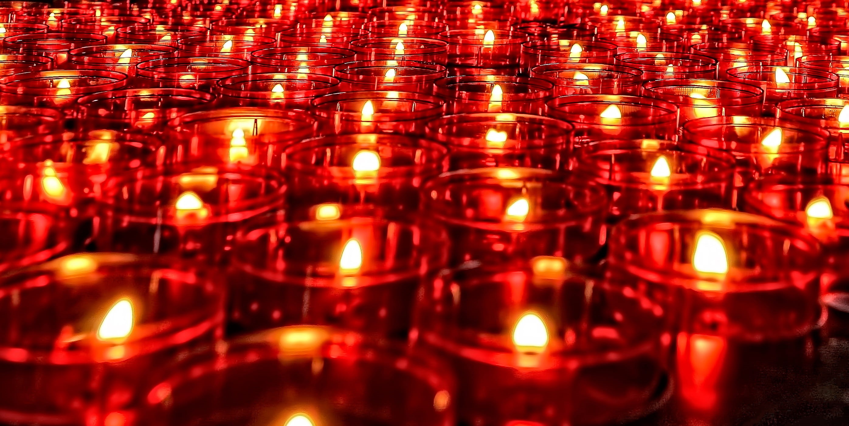 candle, large group of objects, light, backgrounds, religion, electric lamp, fire, burning, patterns, indoors, red, no people, fire - natural phenomenon, HD Wallpaper
