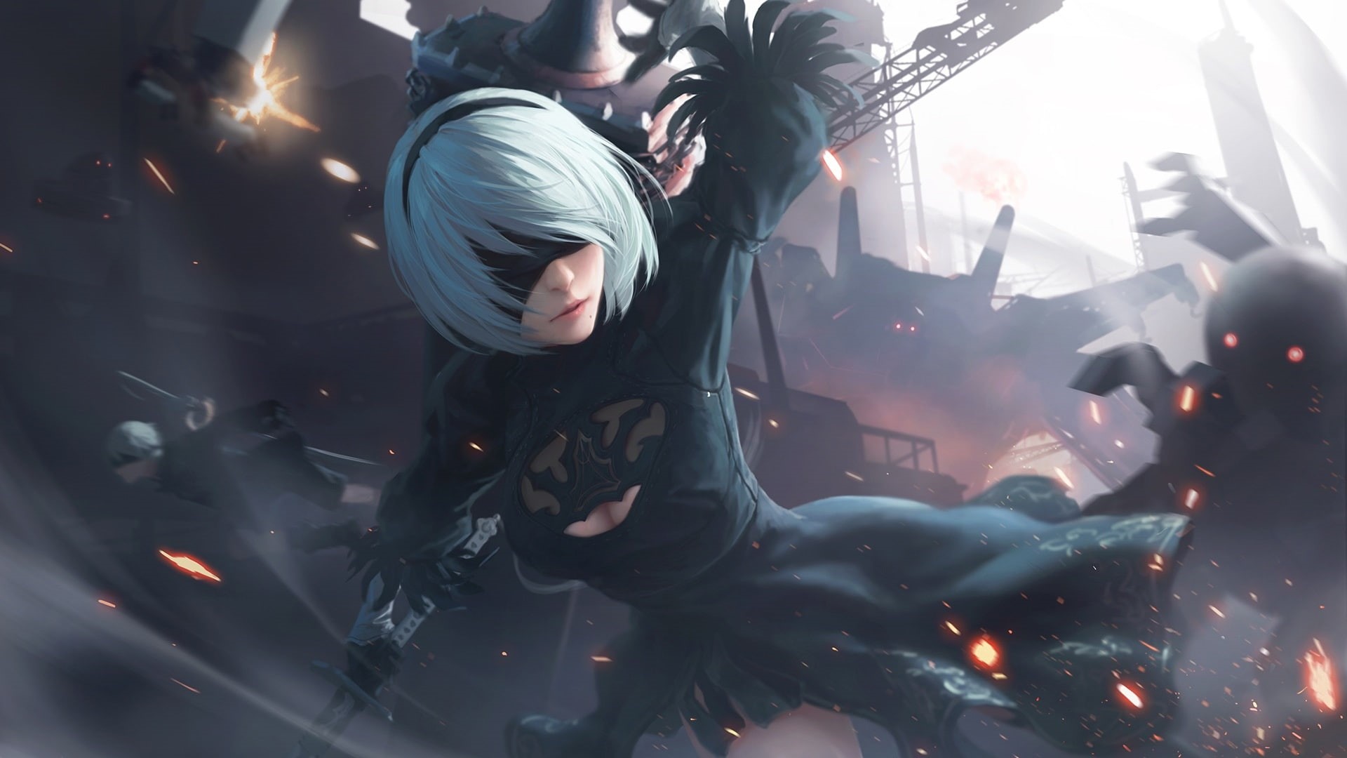 2b-9s, sensuality-sensual-sexy-woman-girl-art-nier, automata-yorha, game, 1080P, HD Wallpaper