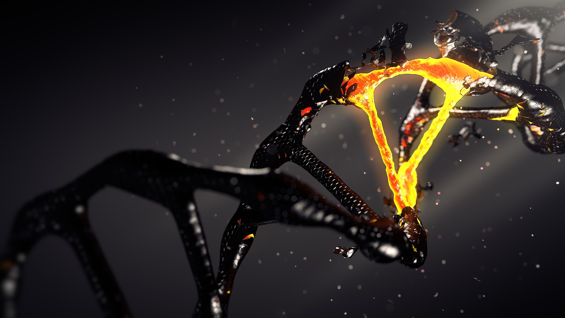 blurred motion, dna mutation, digital composite, nature, 1080P, studio shot, gray background, glowing, motion, indoors, water, orange color, no people, HD Wallpaper