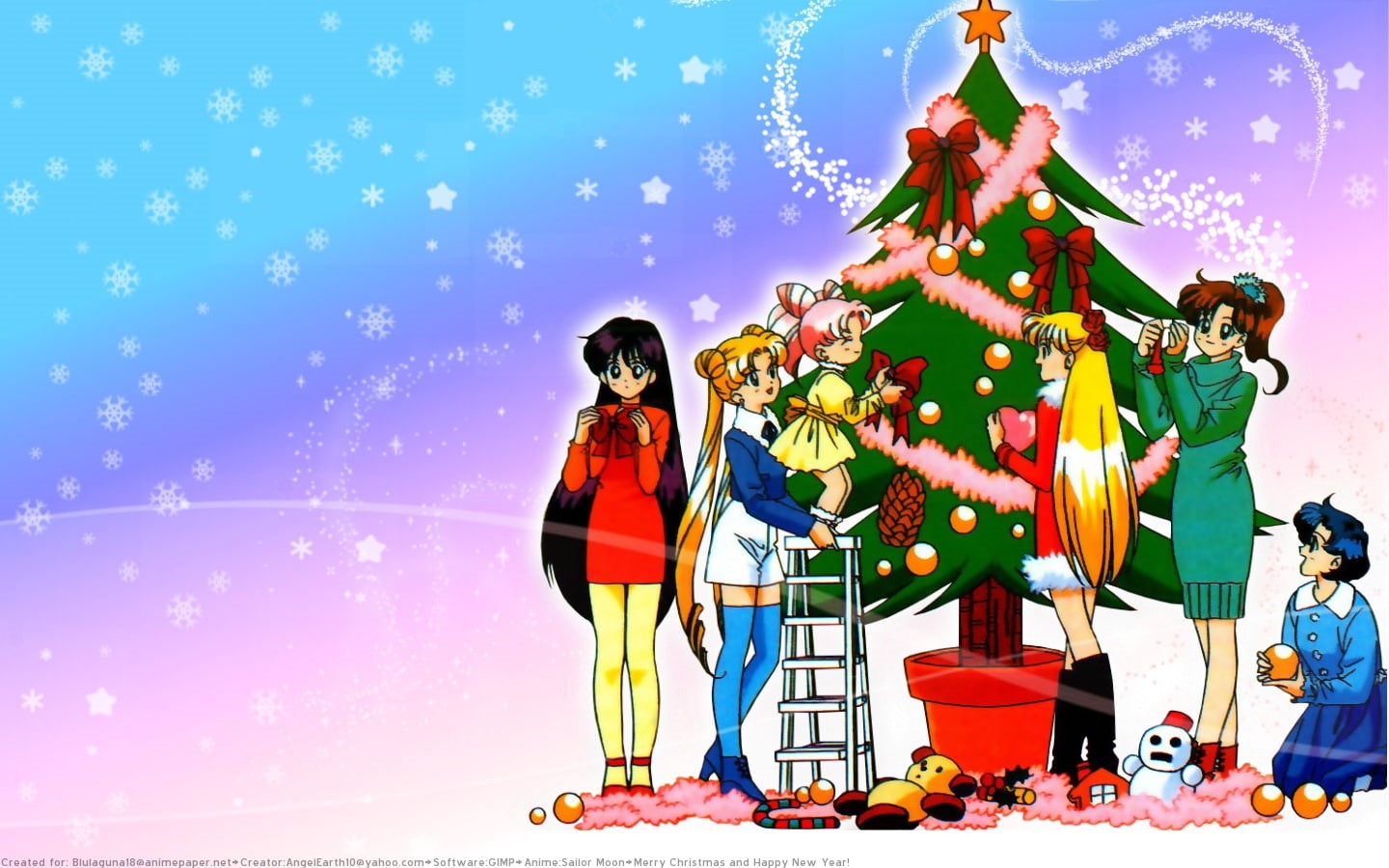 moon, rei, minako, sailor, hd, 720P, Sailor Moon, Makoto, Ami, christmas, art, anime, HD Wallpaper