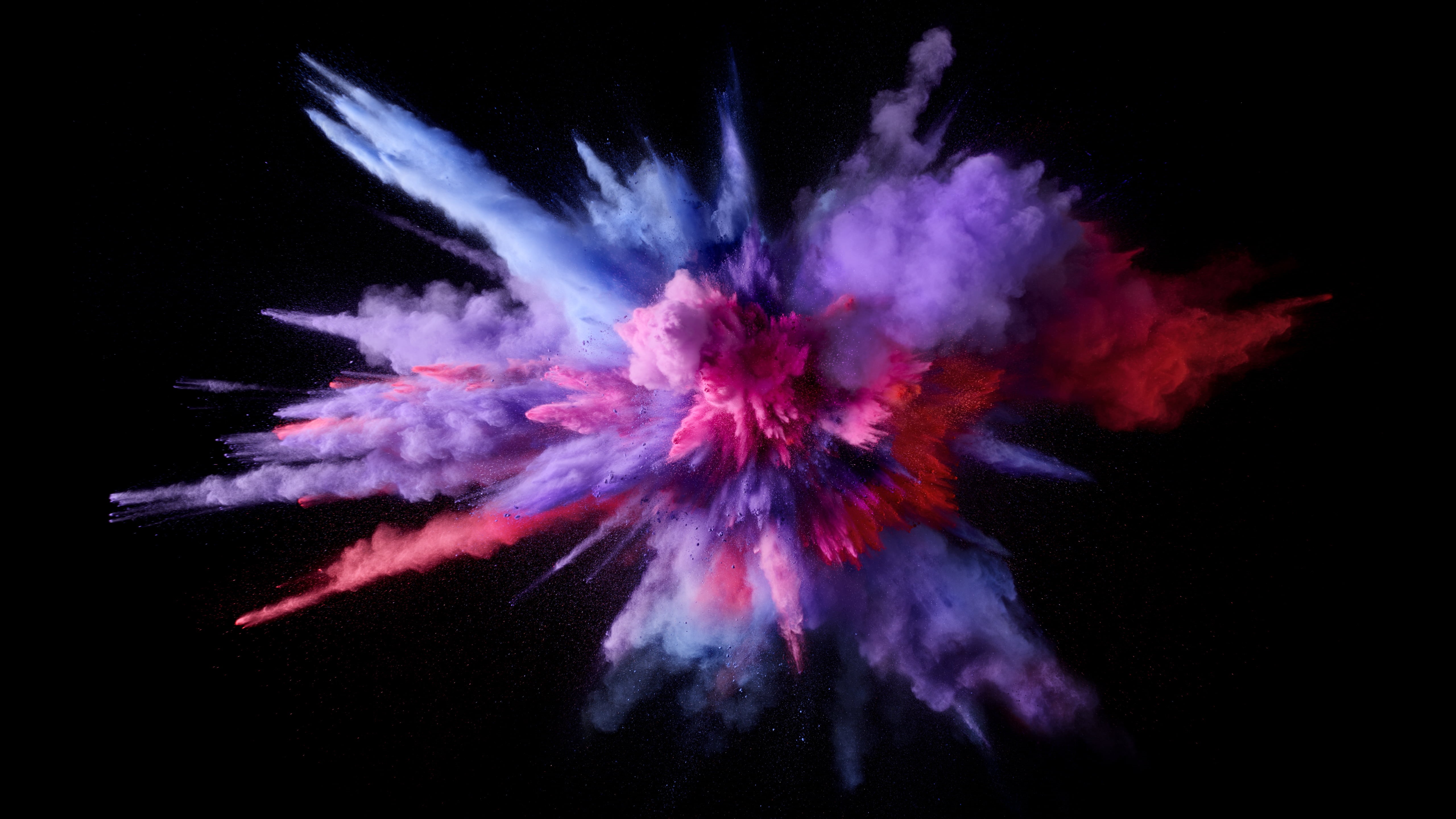 no people, talcum powder, performance, vibrant color, multi colored, celebration, vitality, indoors, explosive, black background, red, feather, apple, impact, HD Wallpaper