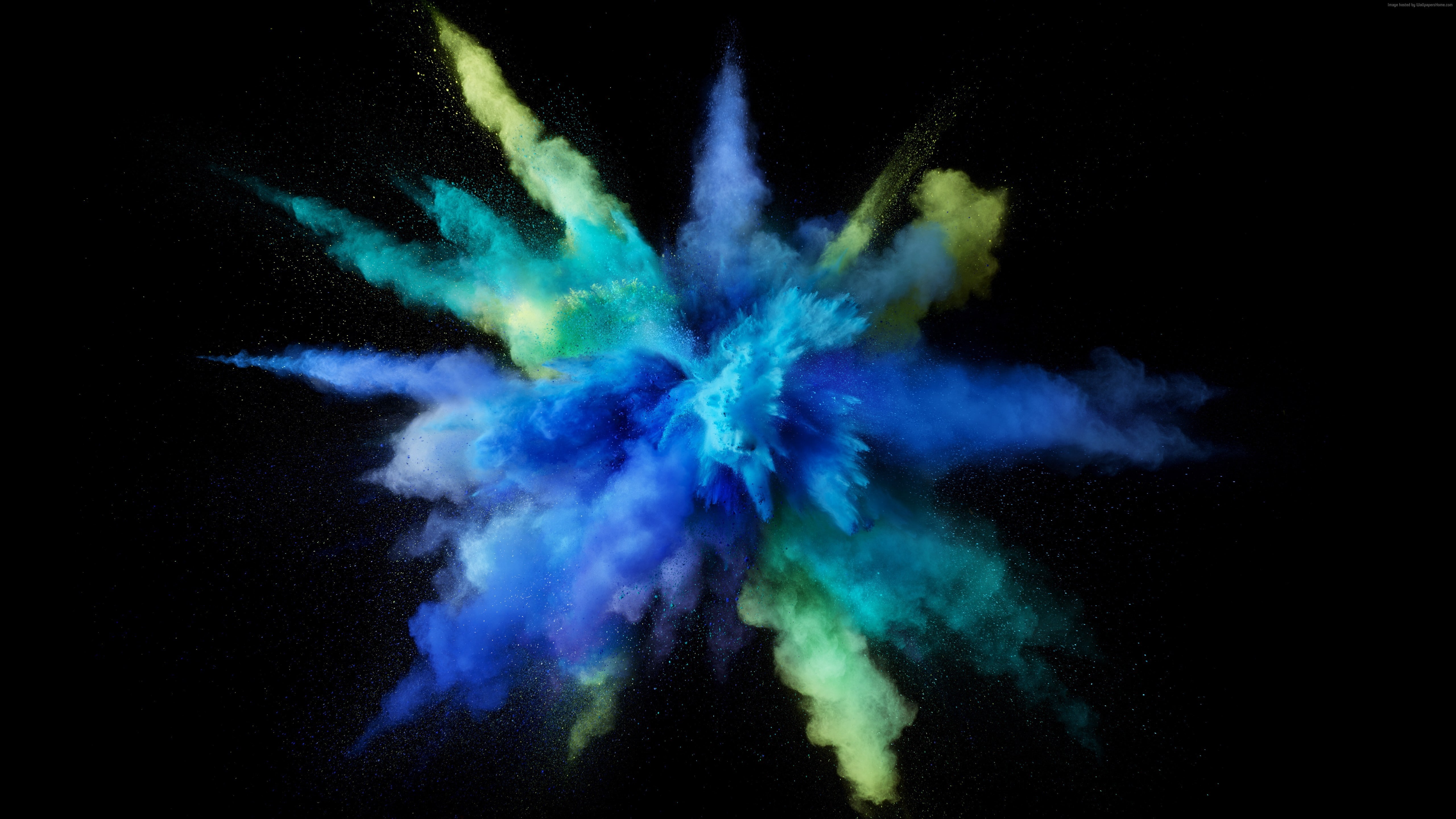 vibrant color, turquoise colored, creativity, studio shot, exploding, blue, mixing, black background, nature, abstract, indoors, smoke - physical structure, HD Wallpaper