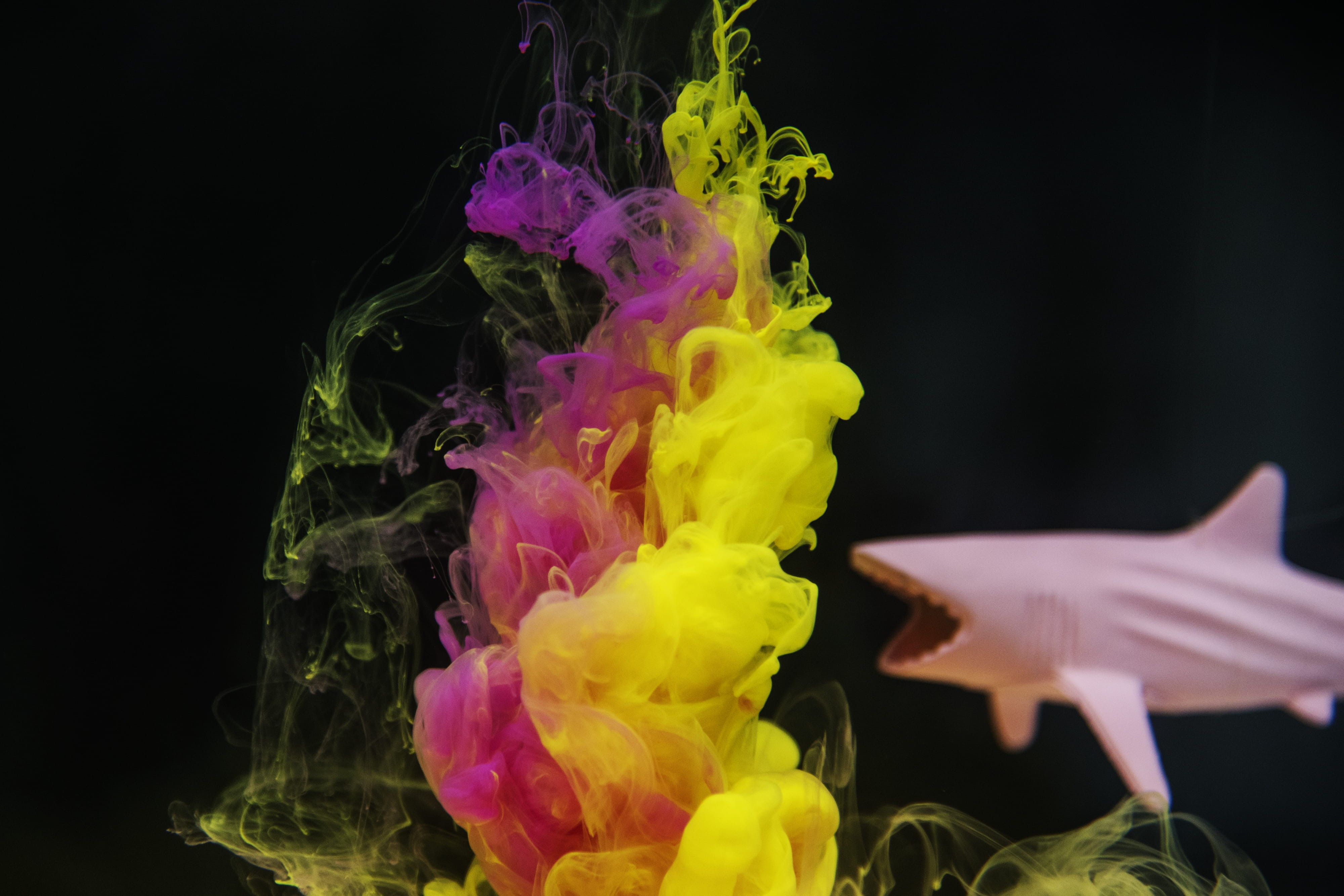 black, blend, art and craft, macro, creative, studio shot, motley, mixed, art, mix, dissolve, yellow, ink, color, water, pink, pattern, burst, paint, artistic, HD Wallpaper