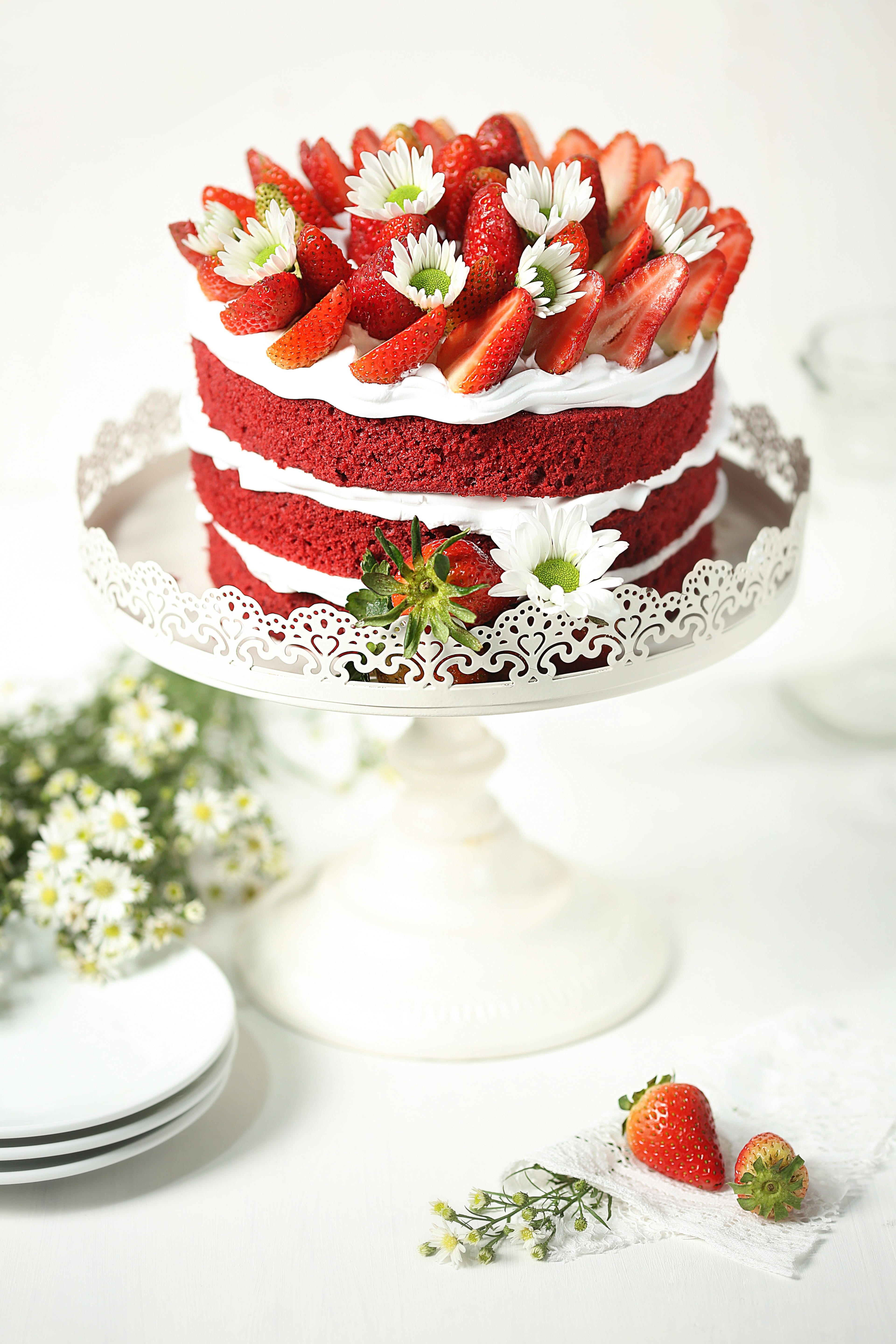 ball, kitchen, ready-to-eat, round, strawberry, fruit, milk, sweet food, healthy eating, layered, sliced, icing, birthday, dessert, indulgence, sweet, berry fruit, Phone HD Wallpaper