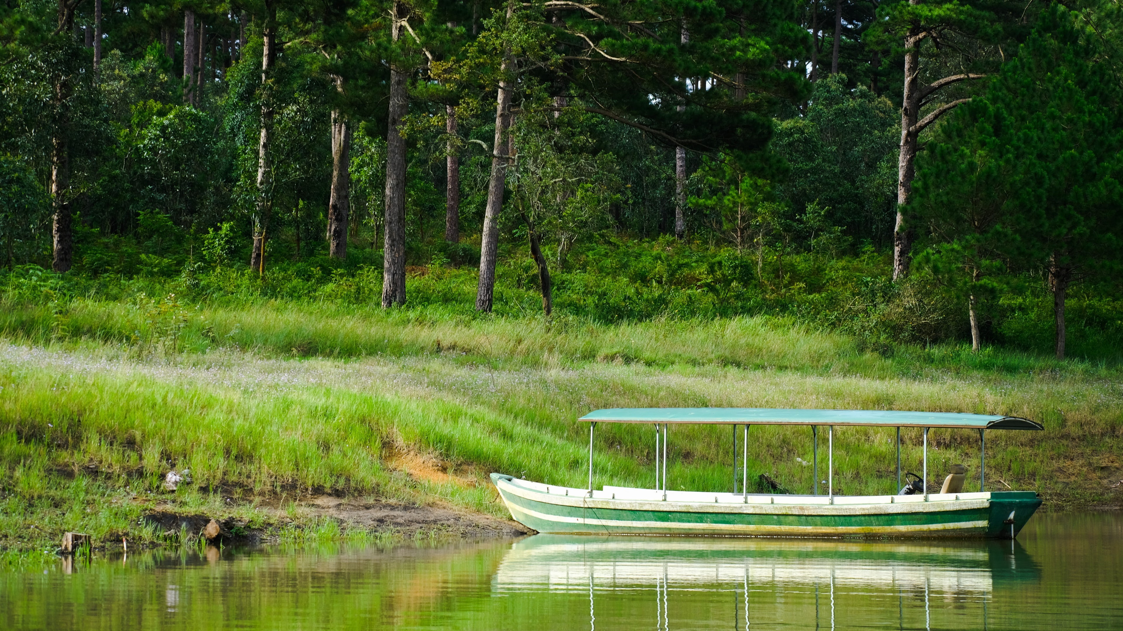 4K, asia, da lat, landscape, vietnam, tuyen lam, forest, lake, tuyen lam lake, boat, HD Wallpaper