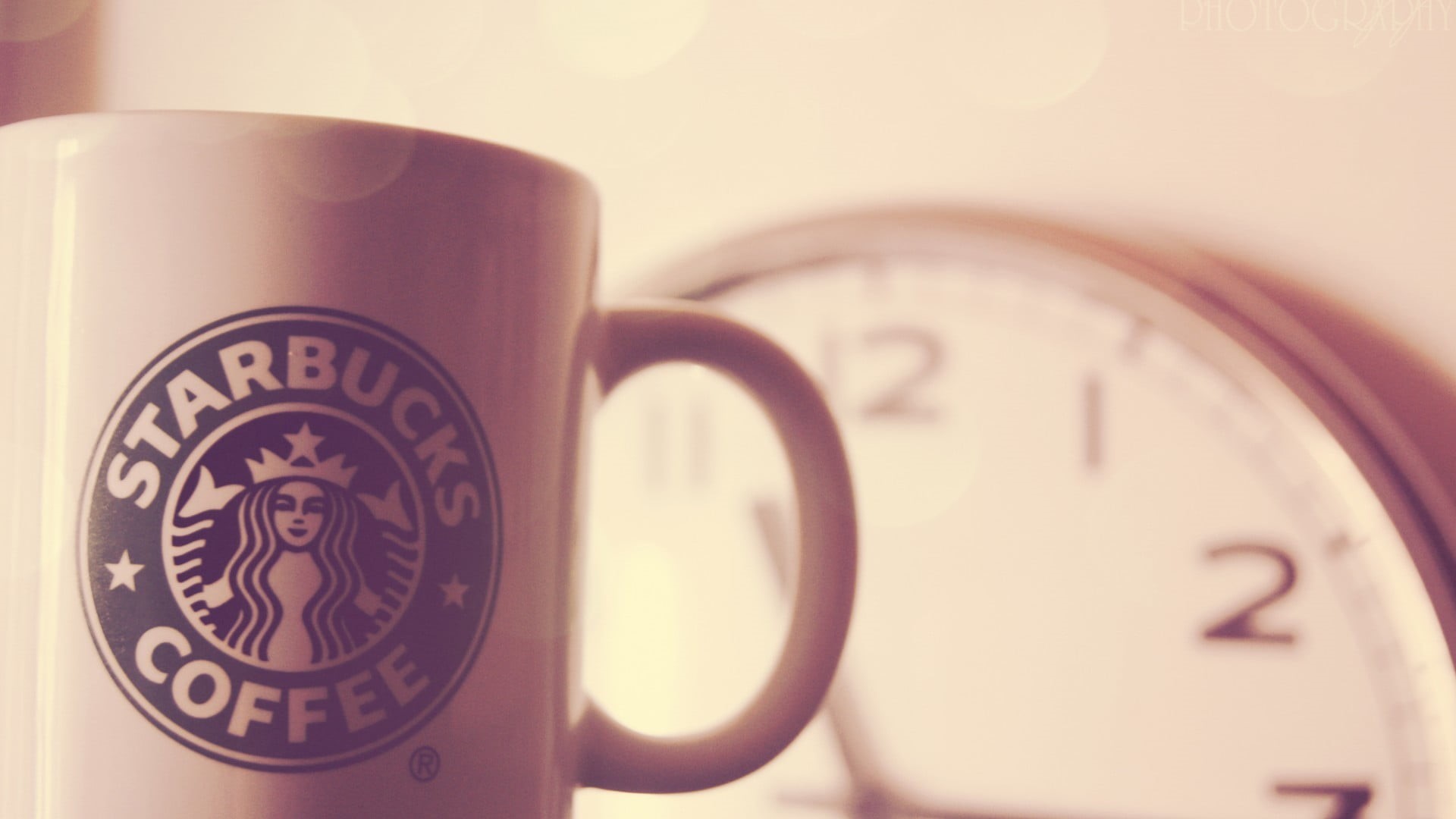 communication, cup, alarm clock, colored background, close-up, 1080P, minute hand, depth of field, accuracy, time, logo, clock, number, clock face, mug, HD Wallpaper