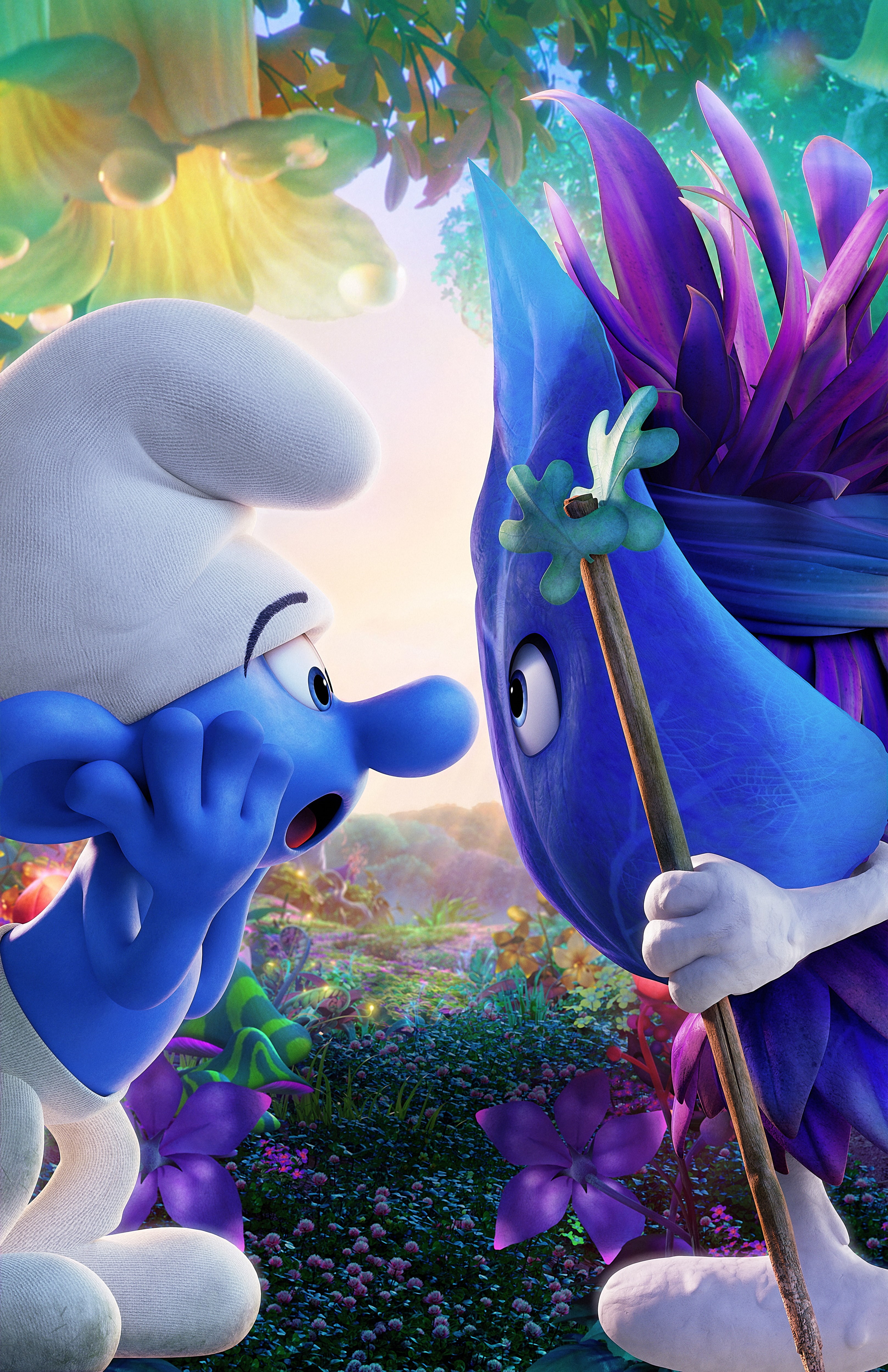 outdoors, plant, blue, Smurfs: The Lost Village, 2017, flowering plant, springtime, close-up, art and craft, purple, flower head, celebration, nature, human representation, Phone HD Wallpaper