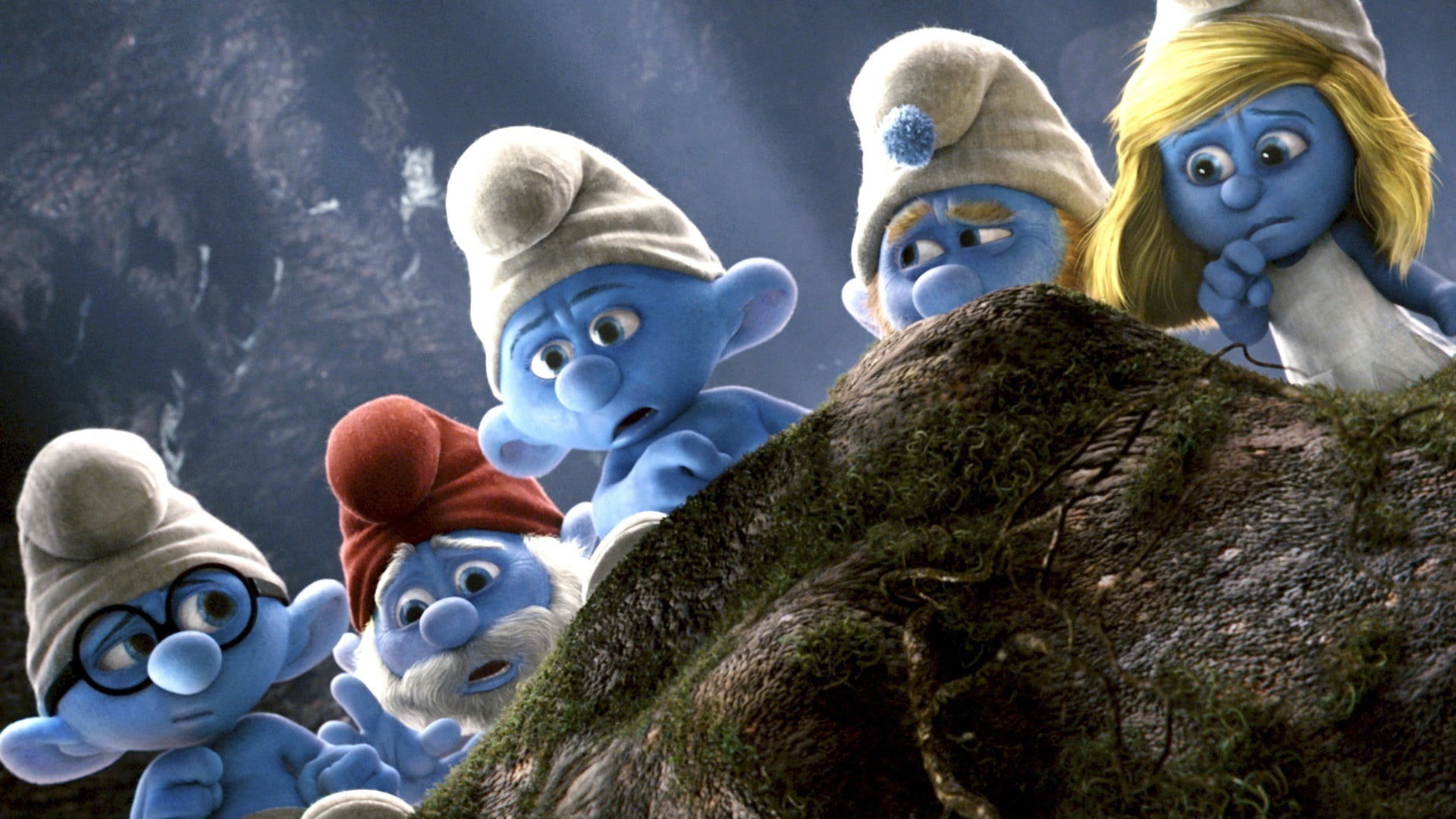 plant, male likeness, belief, spirituality, day, sculpture, toy, white, blue, movies, art and craft, two, no people, low angle view, animated movies, smurfs, HD Wallpaper