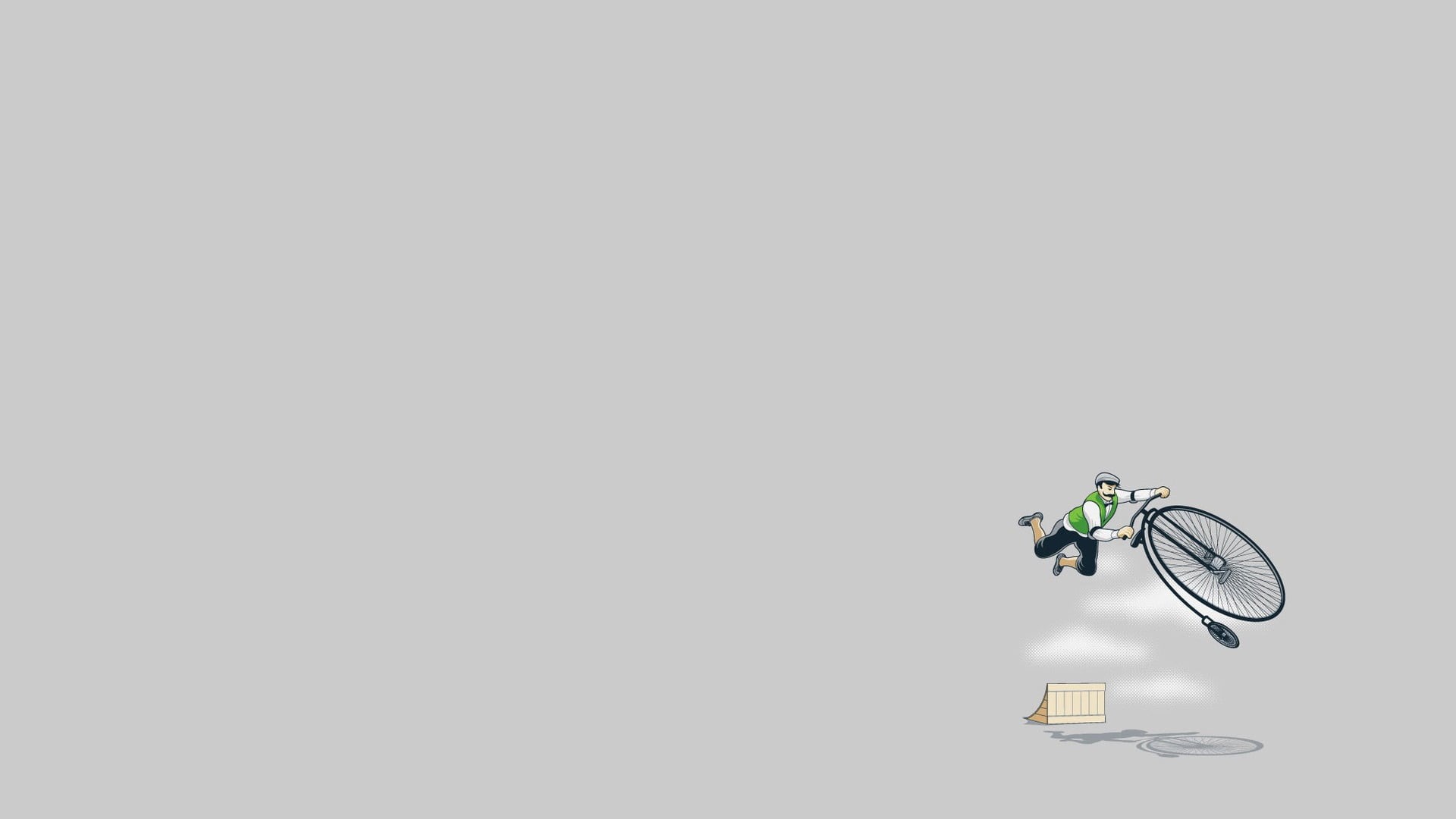 1080P, bike, simple, motion, riding, mid-air, man, cut out, activity, indoors, transportation, humor, minimalism, sport, clipart, threadless, penny, farthing, HD Wallpaper