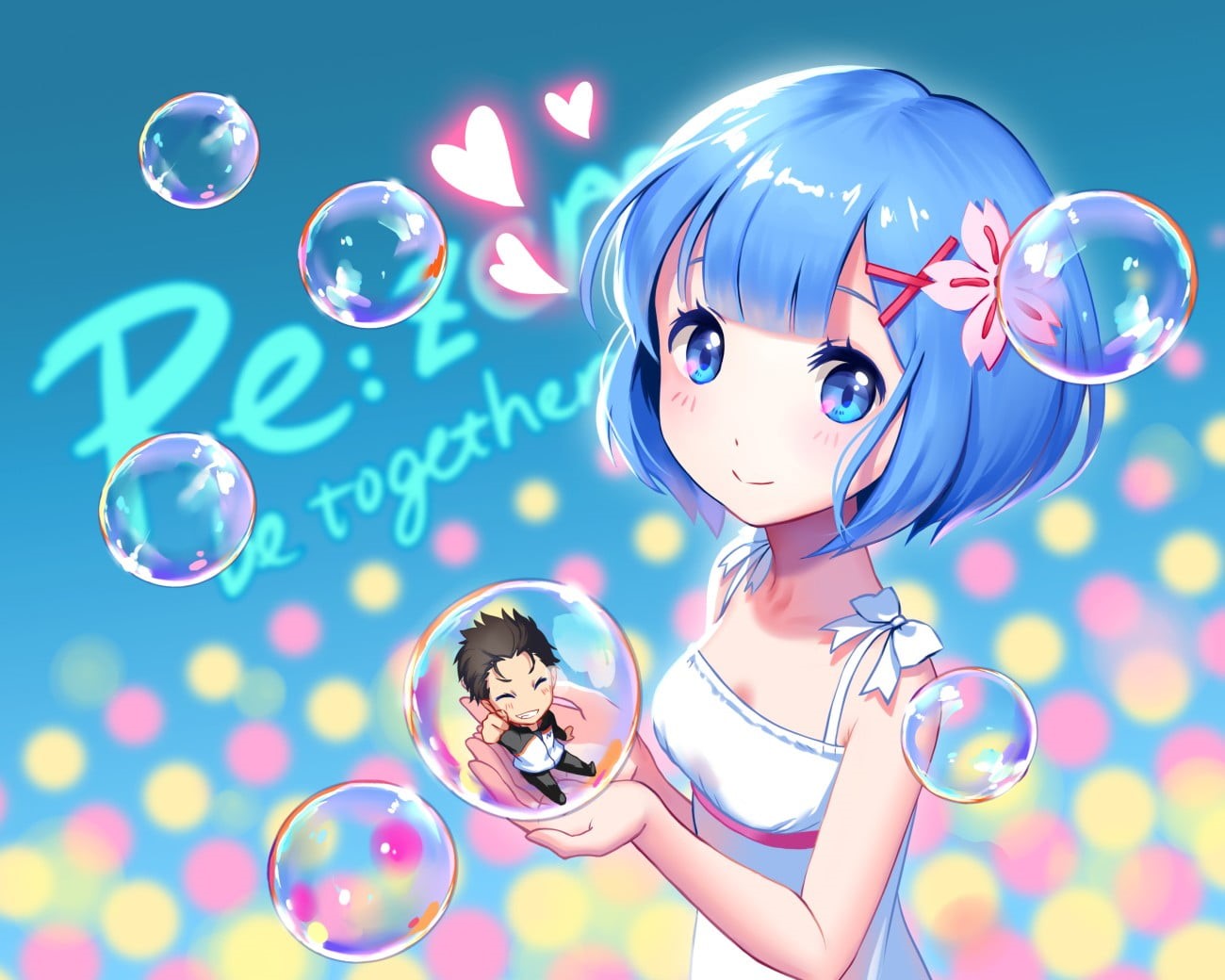 bubble, fragility, event, illustratiob, shape, nature, childhood, Re:Zero Kara Hajimeru Isekai Seikatsu, ball, one person, fun, 720P, emotion, loli, sphere, HD Wallpaper