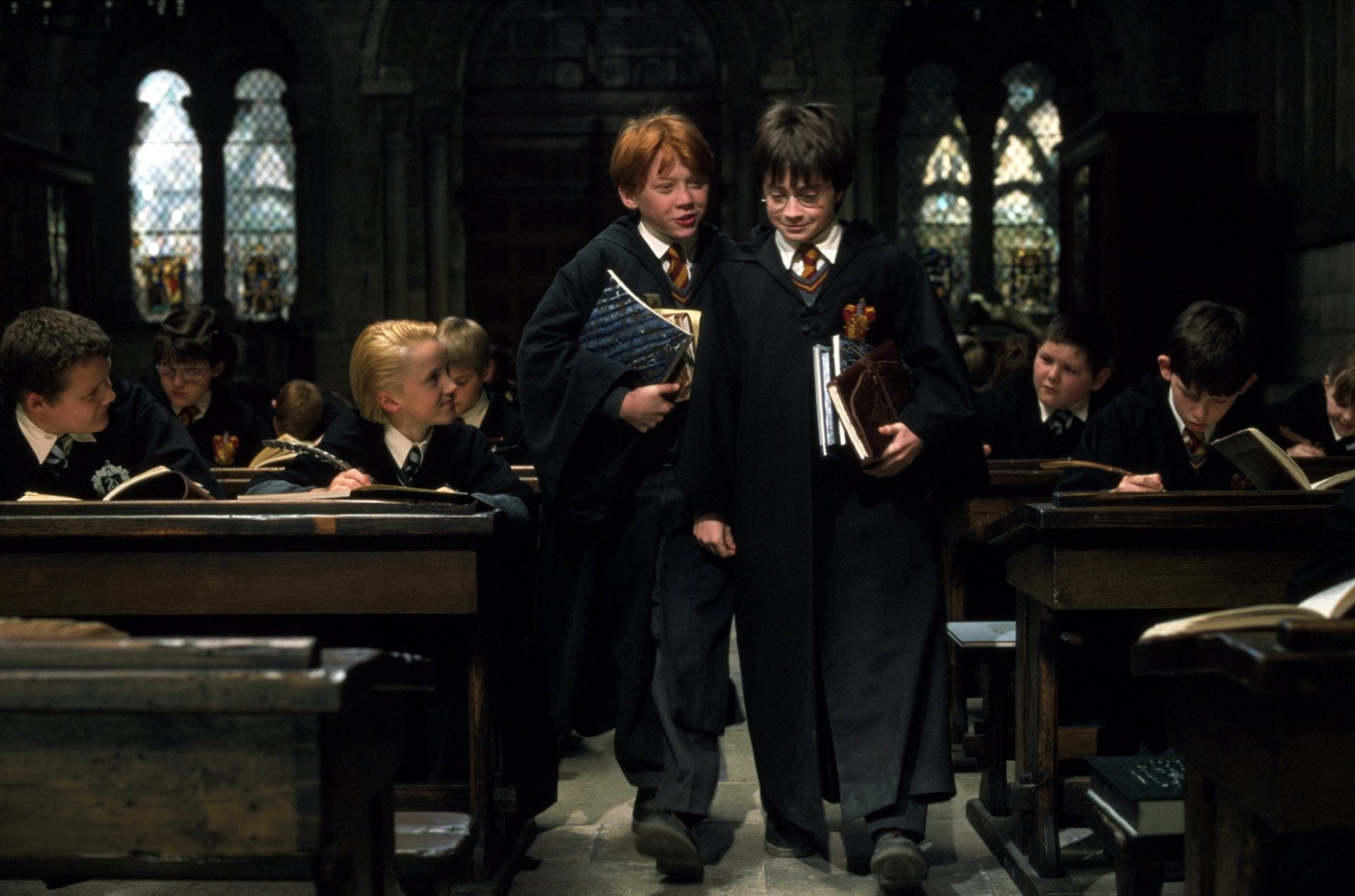 Tom Felton, Harry Potter and the Philosophers Stone, Ron Weasley, Drago Malefoy, 1080P, Rupert Grint, Daniel Radcliffe, Harry Potter, HD Wallpaper