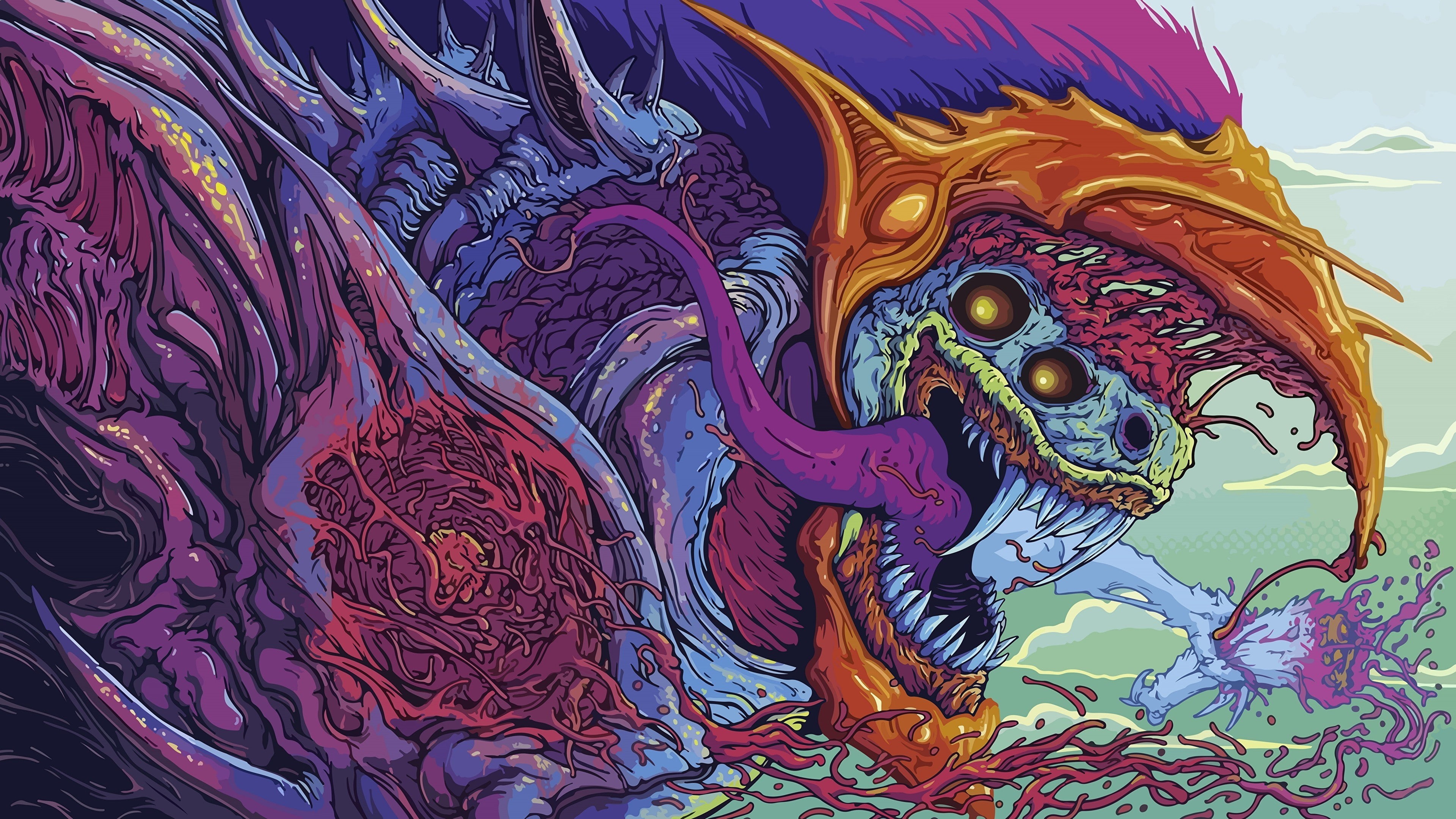 creature, Hyperbeast, 4K, skin, drawing, HD Wallpaper