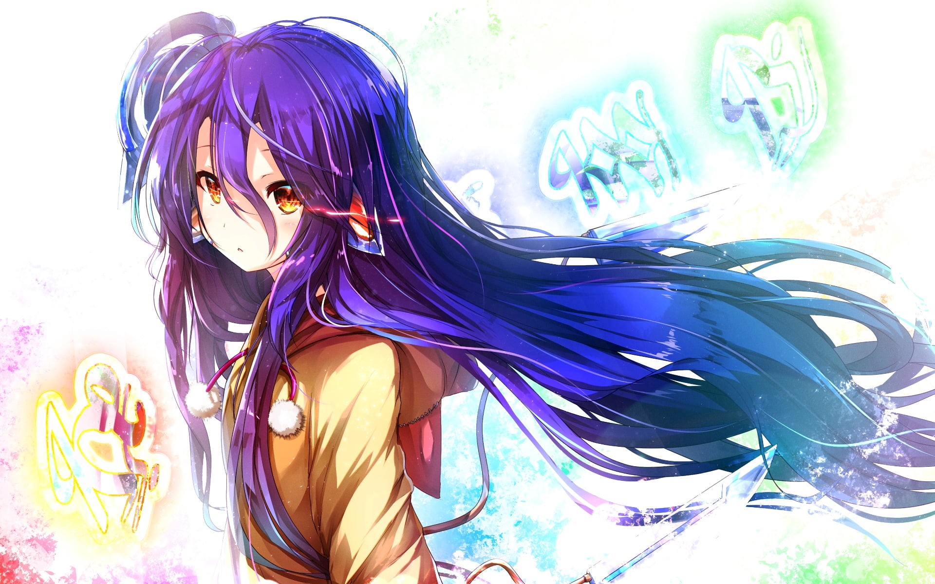 looking at camera, robot, hairstyle, women, portrait, real people, motion, Shiro (No Game No Life), 1080P, futuristic, young adult, creativity, purple hair, HD Wallpaper