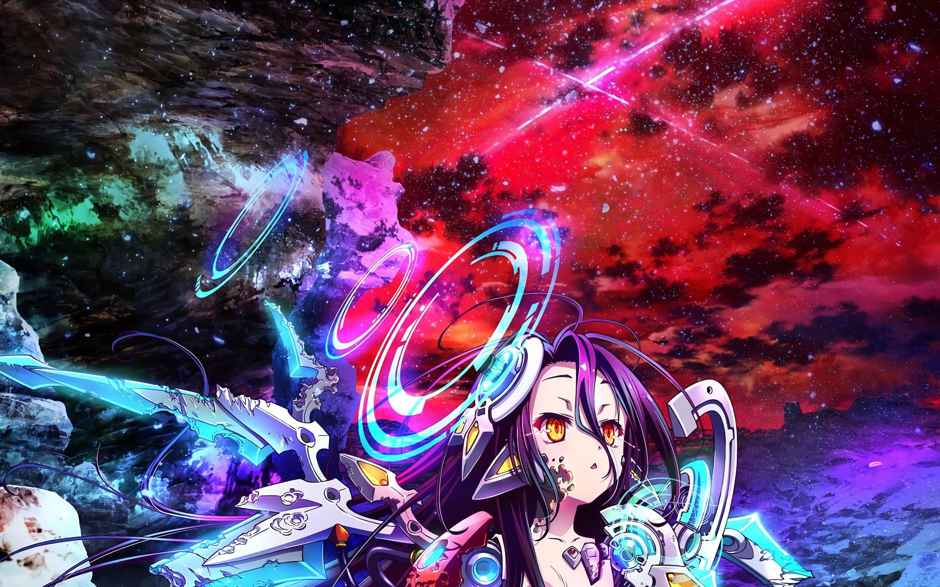 anime girls, kawai anime, night, futuristic, Shiro (No Game No Life), young women, women, enjoyment, arts culture and entertainment, real people, creativity, HD Wallpaper