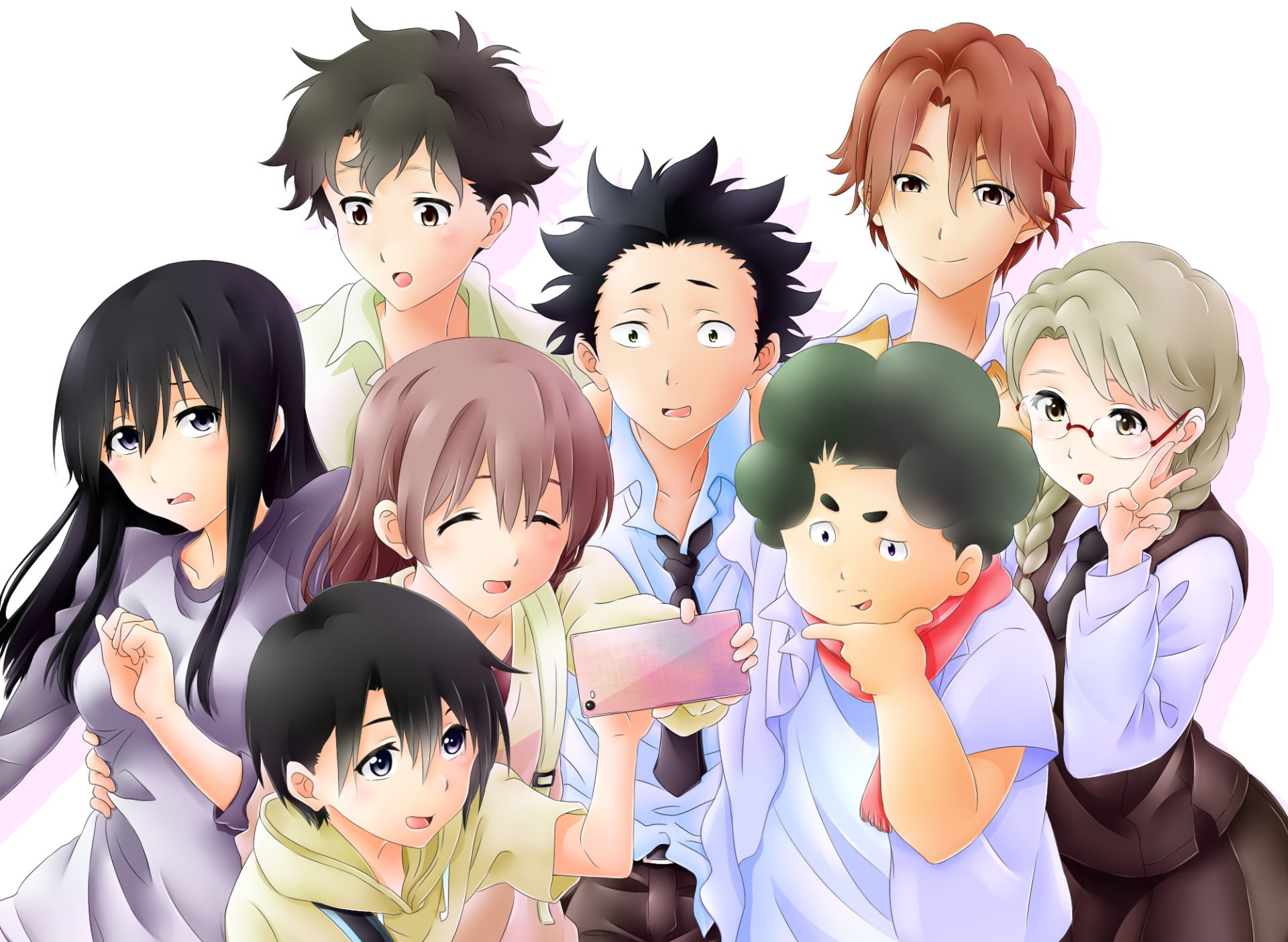 large group of objects, Yuzuru Nishimiya, disguise, Anime, representation, group, mammal, day, women, group of people, medium group of people, Naoka Ueno, HD Wallpaper