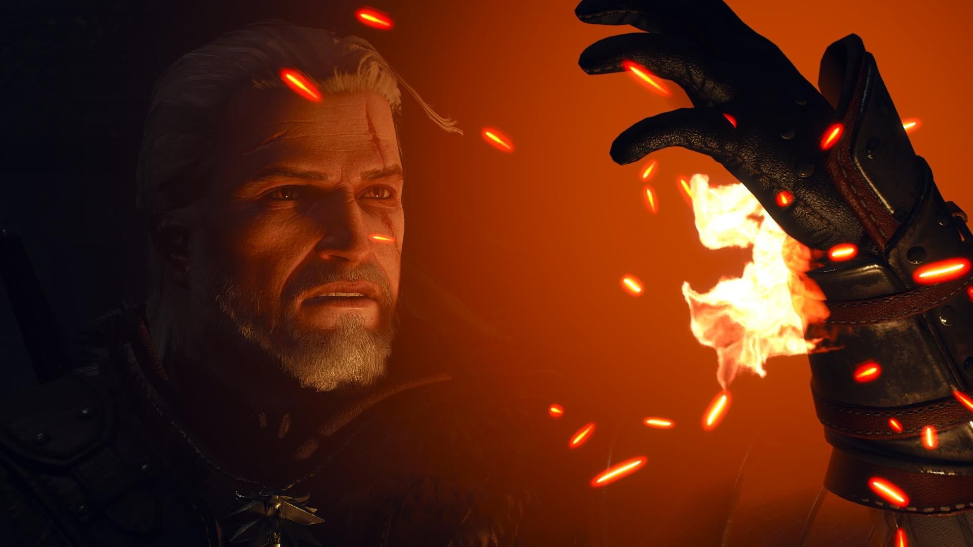 sign, mid adult men, men, flame, portrait, mature men, warning sign, adult, fire, The Witcher 3: Wild Hunt, fire - natural phenomenon, witcher, headshot, HD Wallpaper