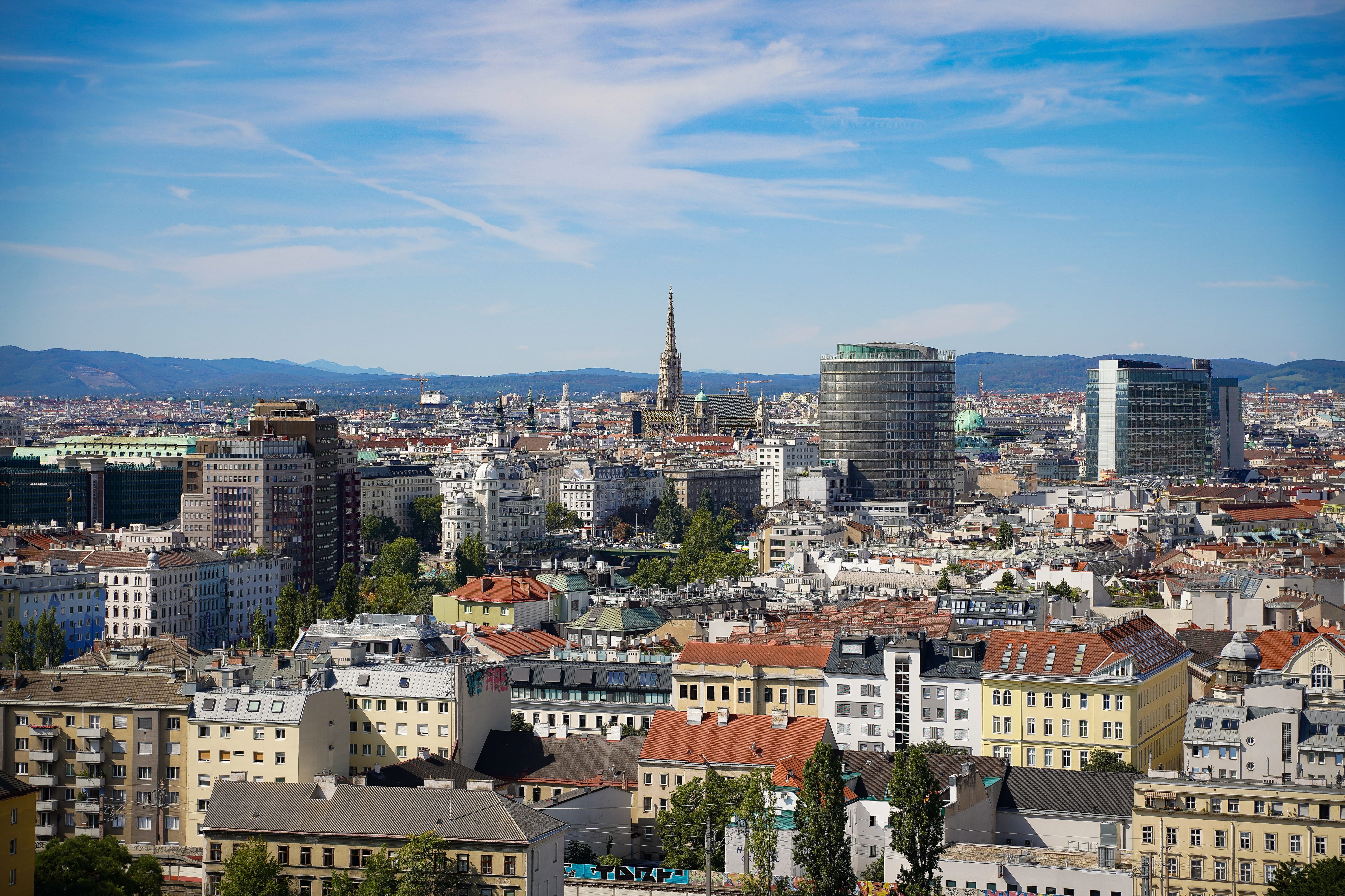 travel destinations, financial district, vienna, residential district, cityscape, panorama, aerial view, 5K, city trip, city, historic center, built structure, HD Wallpaper