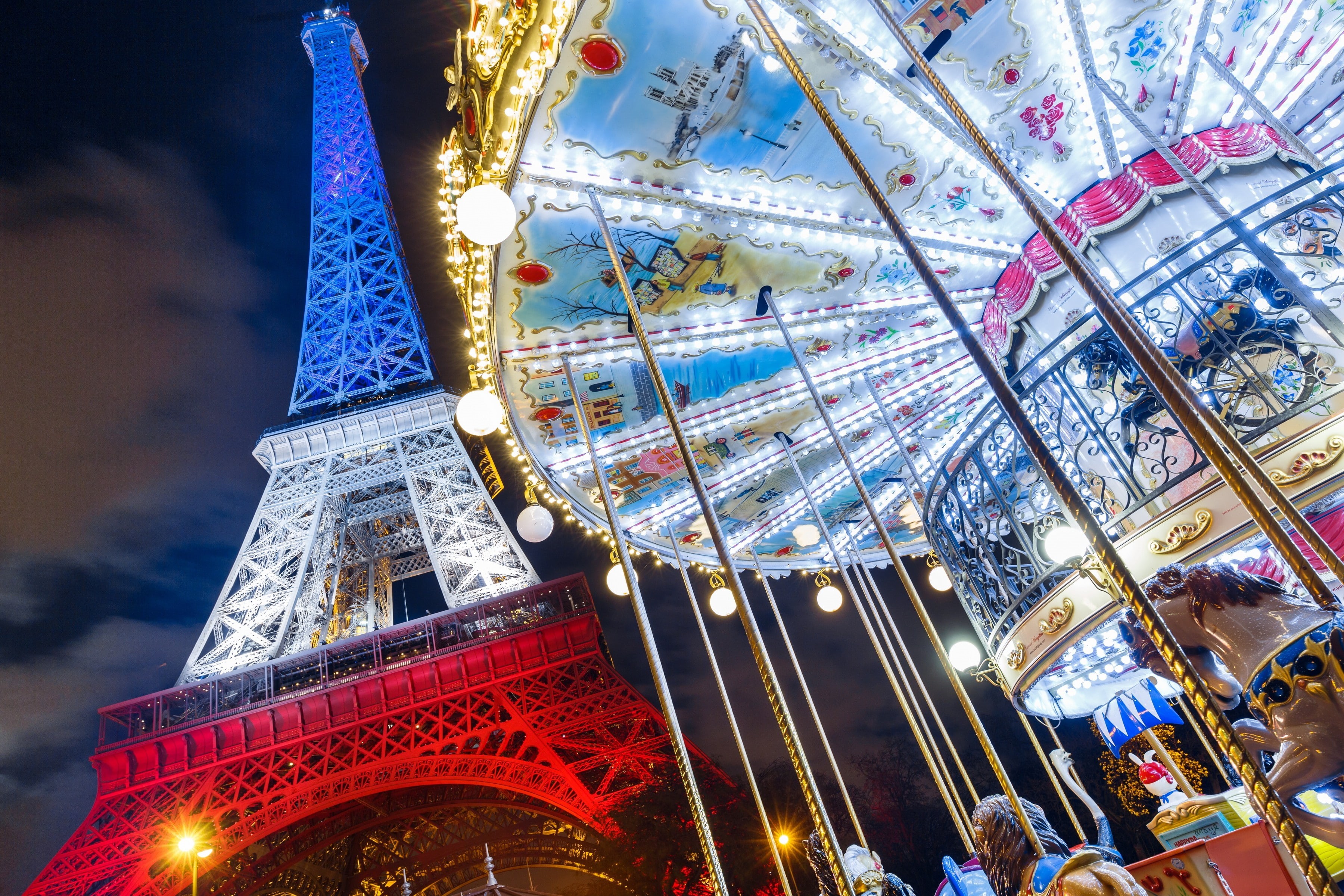 France, go, round, Eiffel Tower, Paris, ride, 2K, eiffel, the carousel, merry, tower, HD Wallpaper