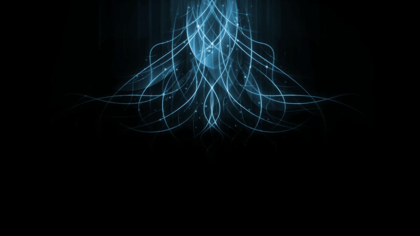 black background, 720P, blue, glow, black, background, magic, HD Wallpaper