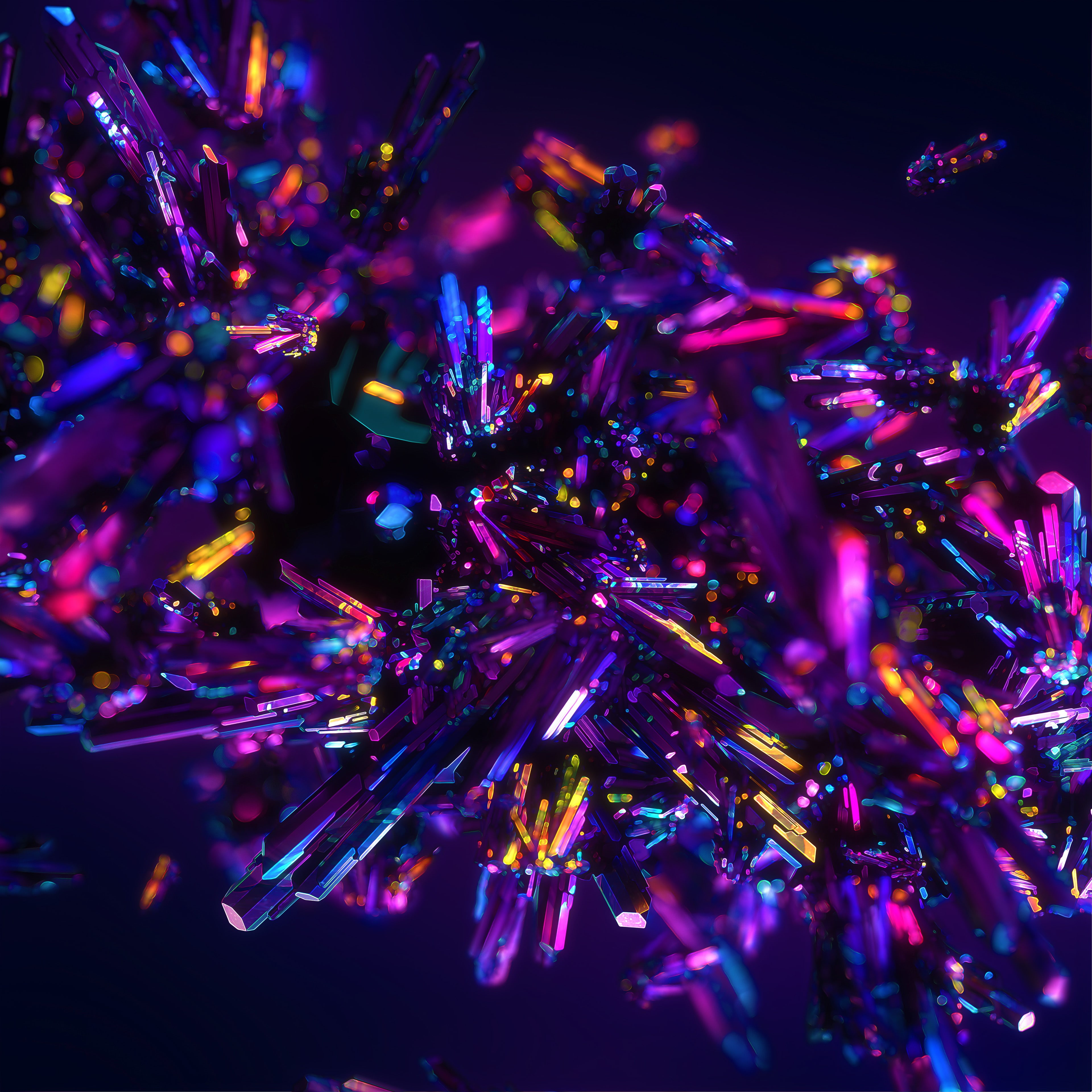 4K, 4K, Colorful, Crystals, Purple, Abstract, HD, Digital art, Phone HD Wallpaper