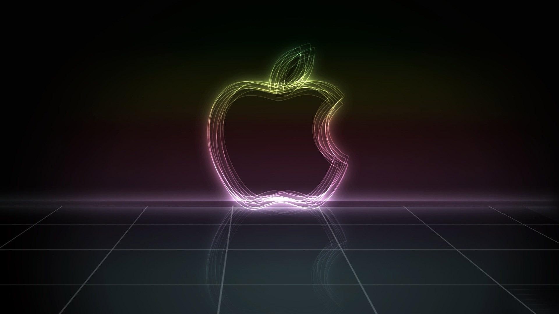 logo, computers, 1920x1080, apple, macintosh, neon, 1080P, HD Wallpaper