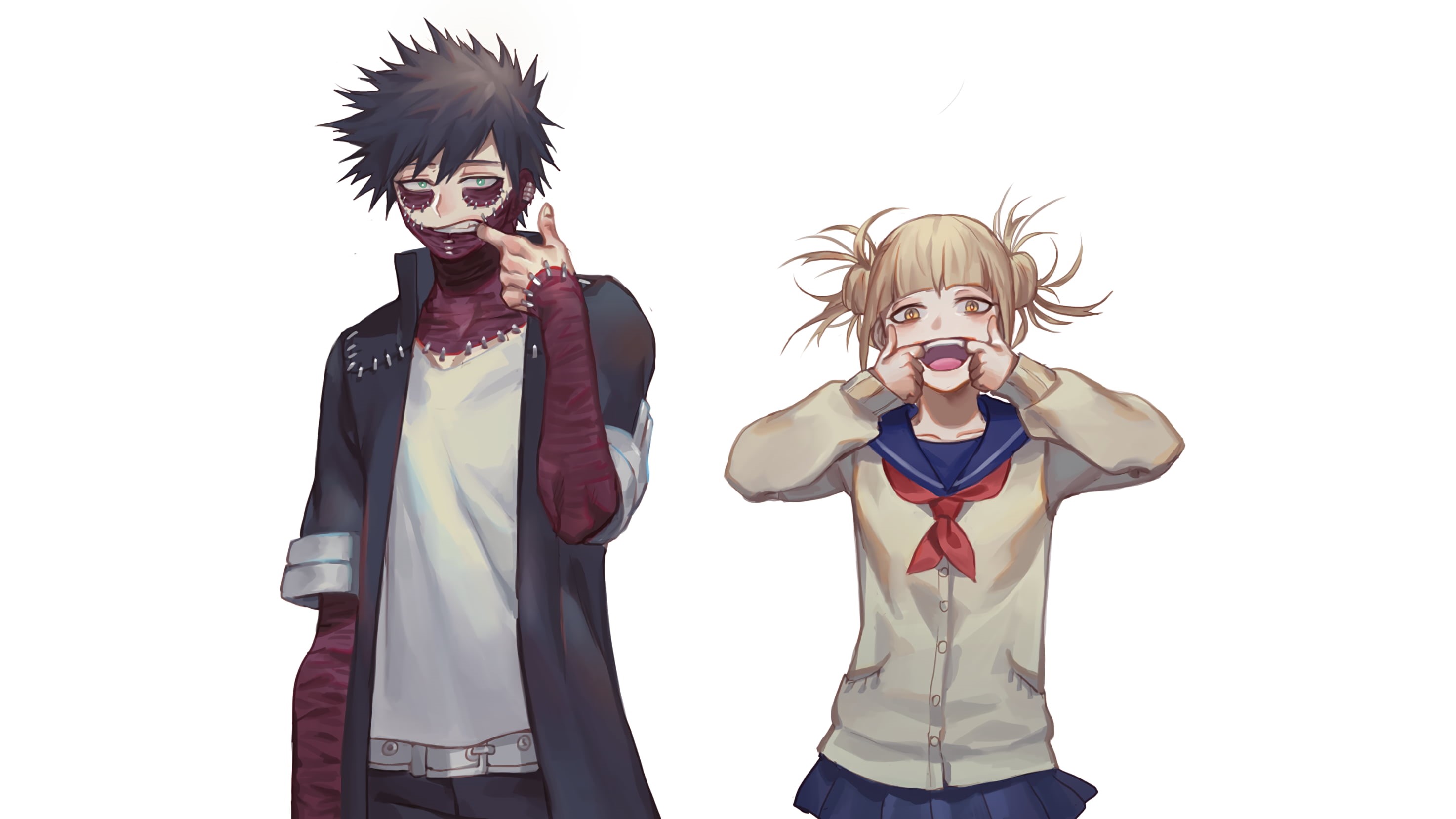 anime girls, 2K, digital art, Himiko Toga, looking at camera, male, front view, indoors, two people, females, young men, Dabi, young adult, people, women, HD Wallpaper