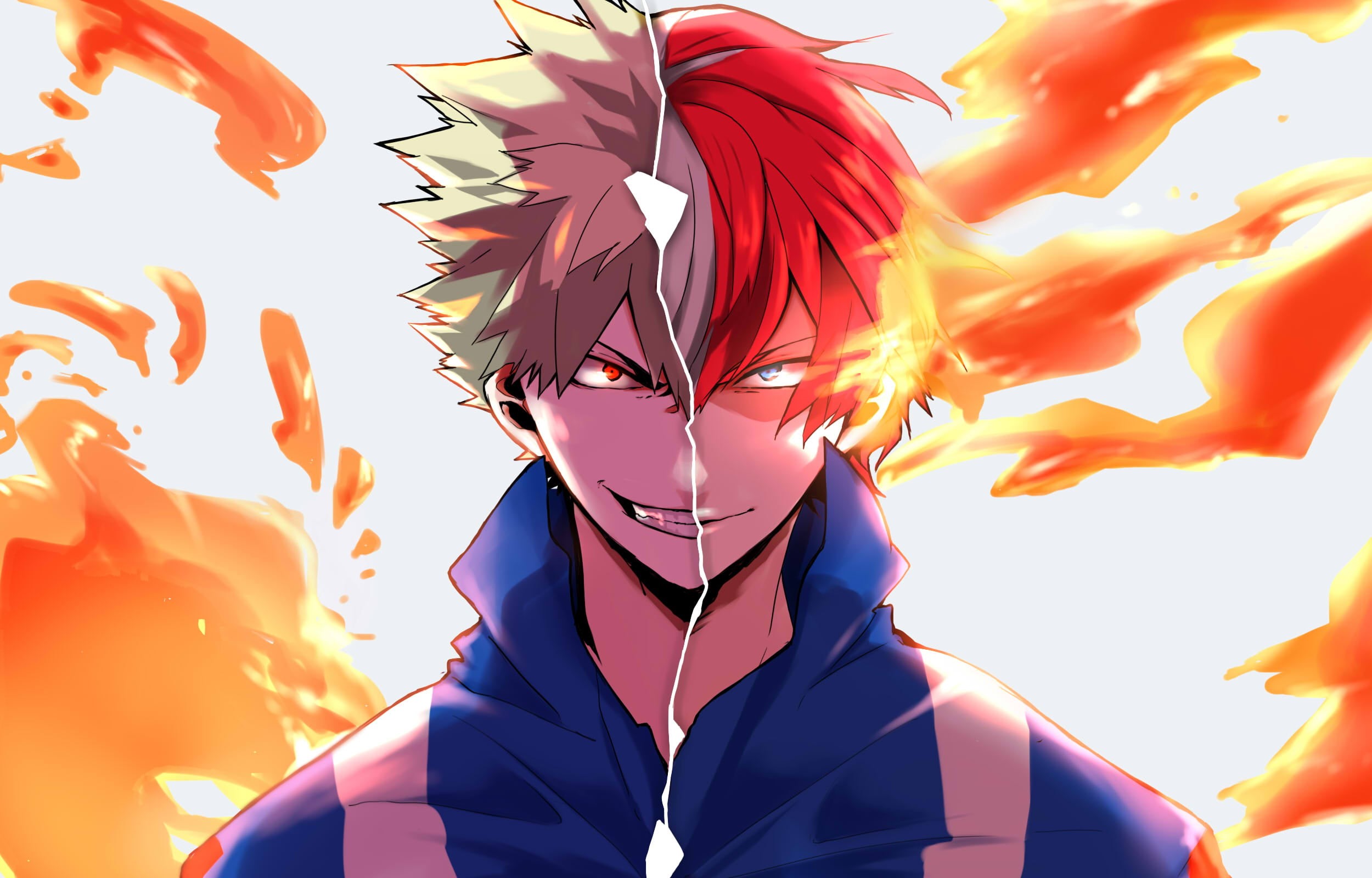 1080P, Anime, Katsuki Bakugou, Shoto Todoroki, My Hero Academia, HD Wallpaper