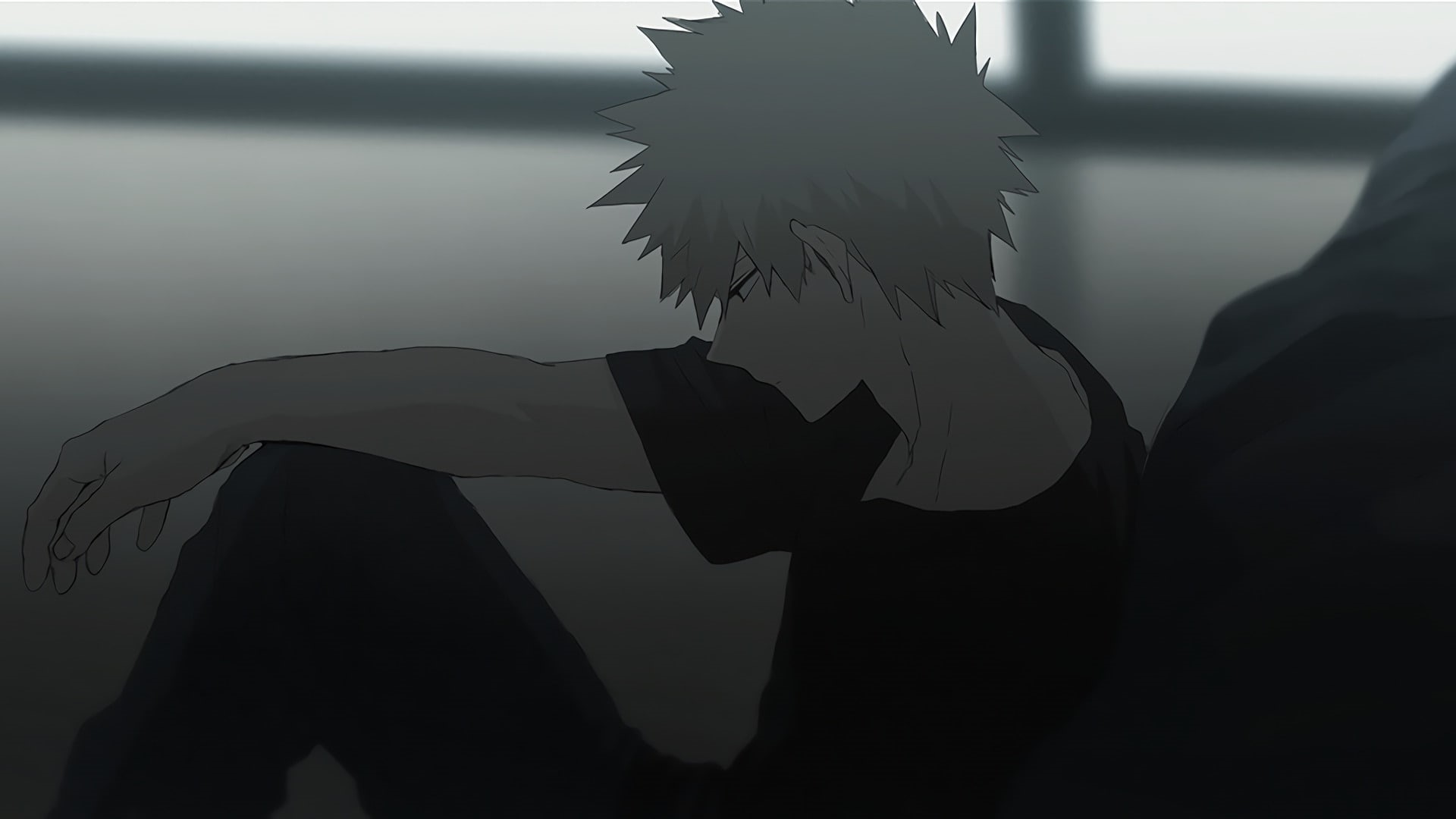 abstract, adult, gray, indoors, waist up, women, 1080P, Anime, contemplation, one person, young adult, real people, standing, My Hero Academia, human body part, HD Wallpaper
