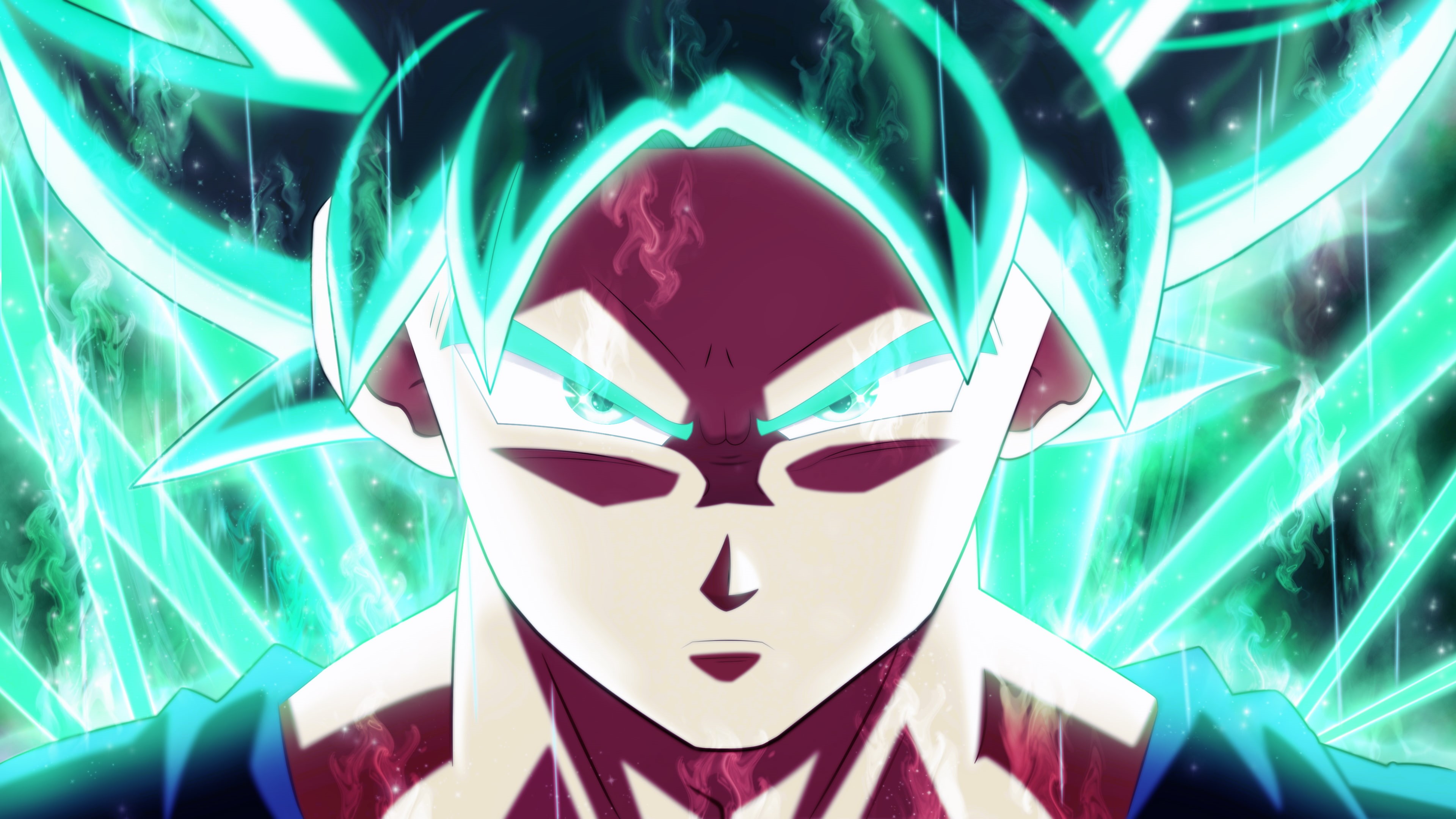 Super Saiyajin Blue, close-up, portrait, lighting equipment, Dragon Ball Super, indoors, 4K, digital composite, representation, arts culture and entertainment, HD Wallpaper