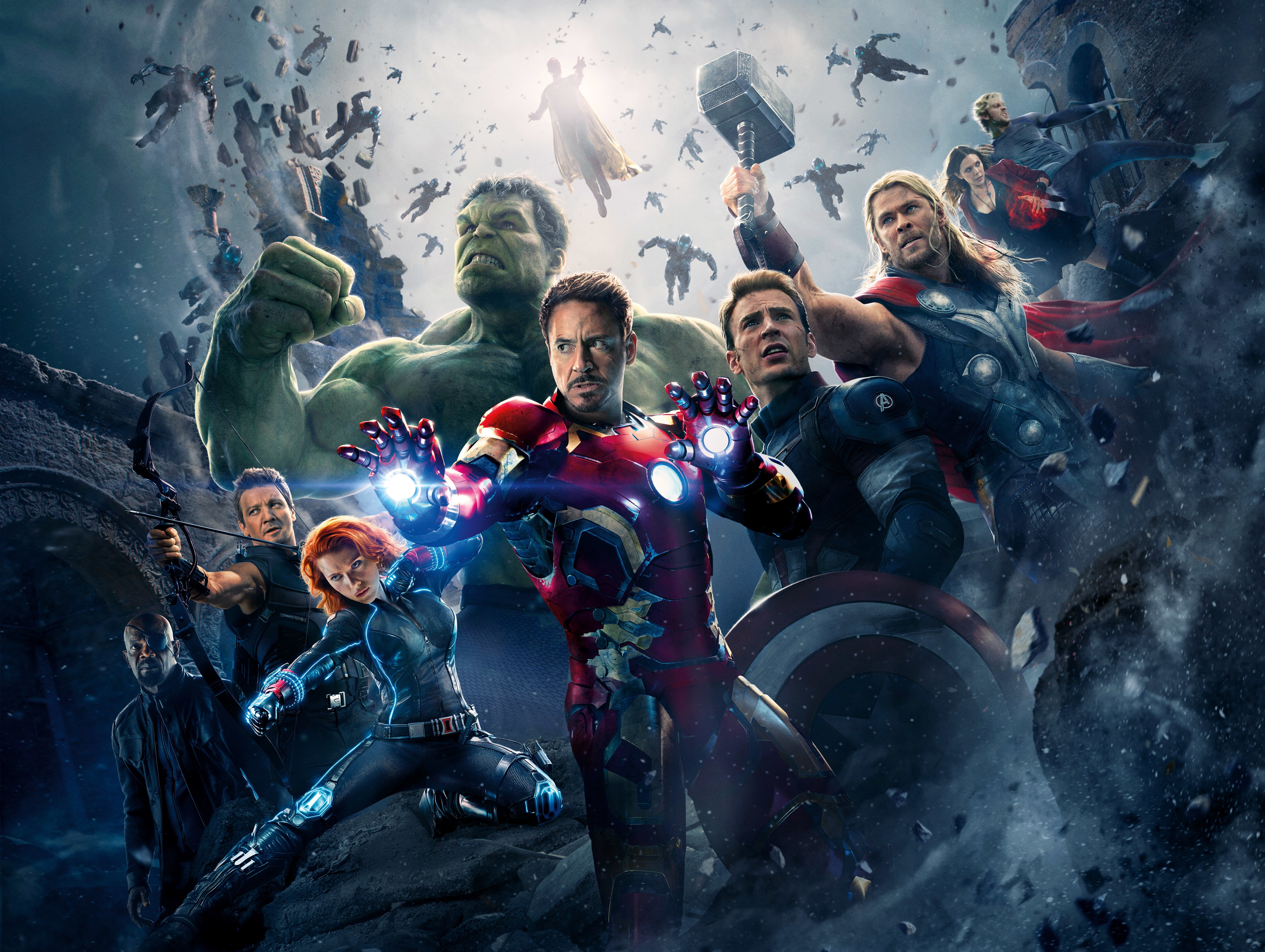 Robert Downey Jr., danger, people, Quicksilver, 2015, cooperation, Samuel L. Jackson, spooky, motion, Smash, competitive sport, Avengers 2, outdoors, Captain America, HD Wallpaper