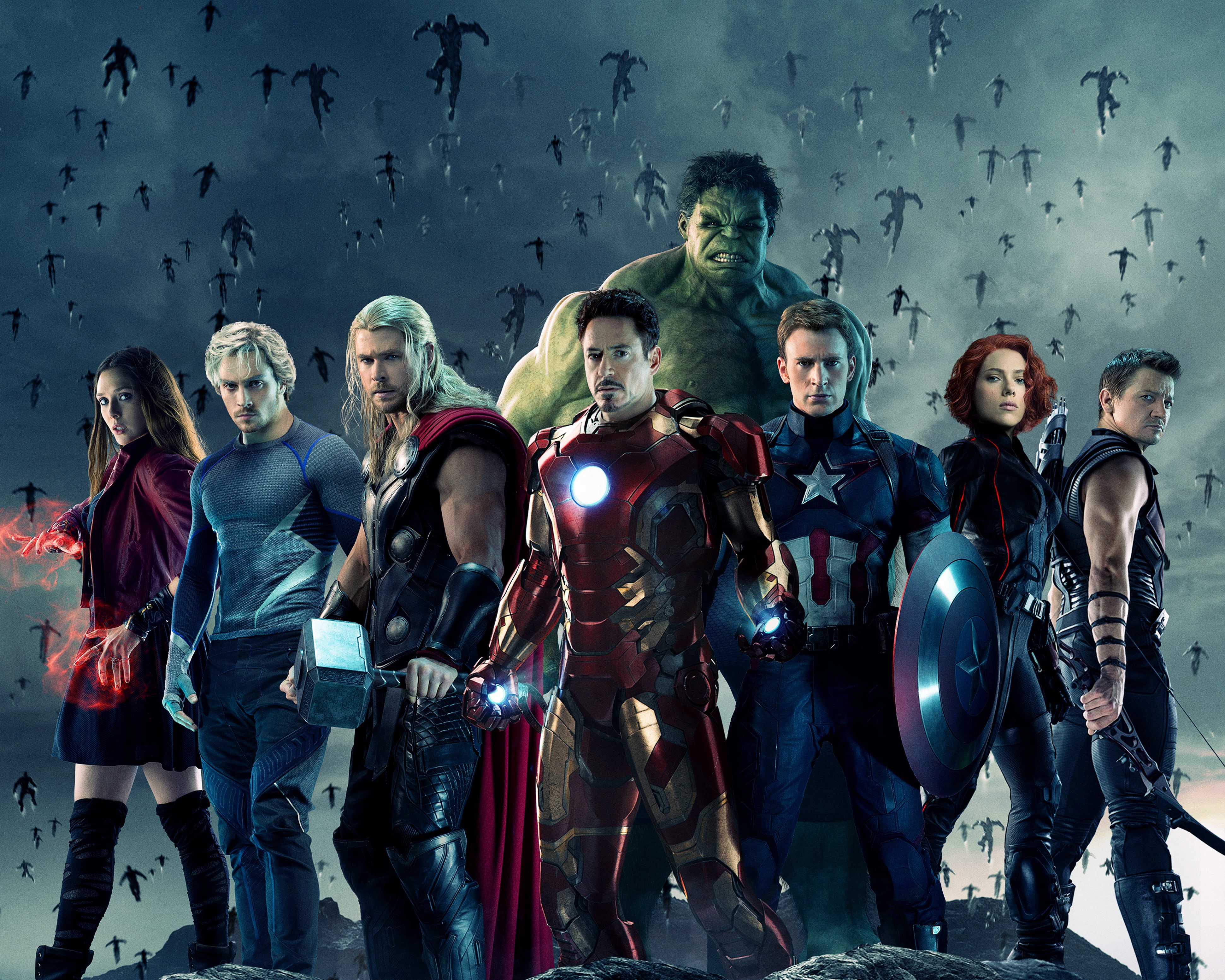 group Of People, Smash, males, Hulk, poster, clothing, Mark Ruffalo, 4K, 2015, Team, crowd, Boys, Girls, Robert Downey Jr., real people, Armors, Heroes, HD Wallpaper