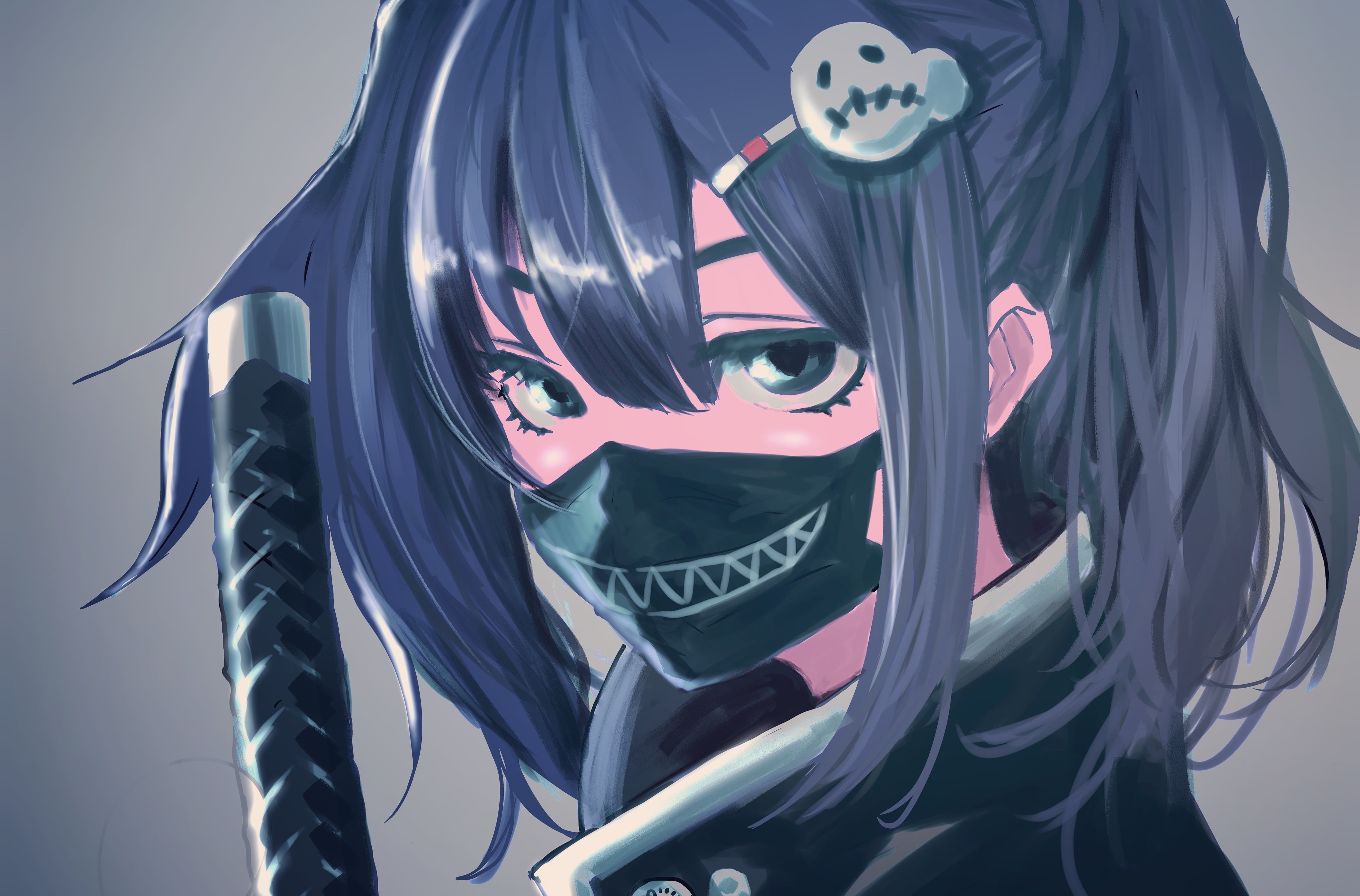 anime, anime girls, mask, 4K, HD Wallpaper