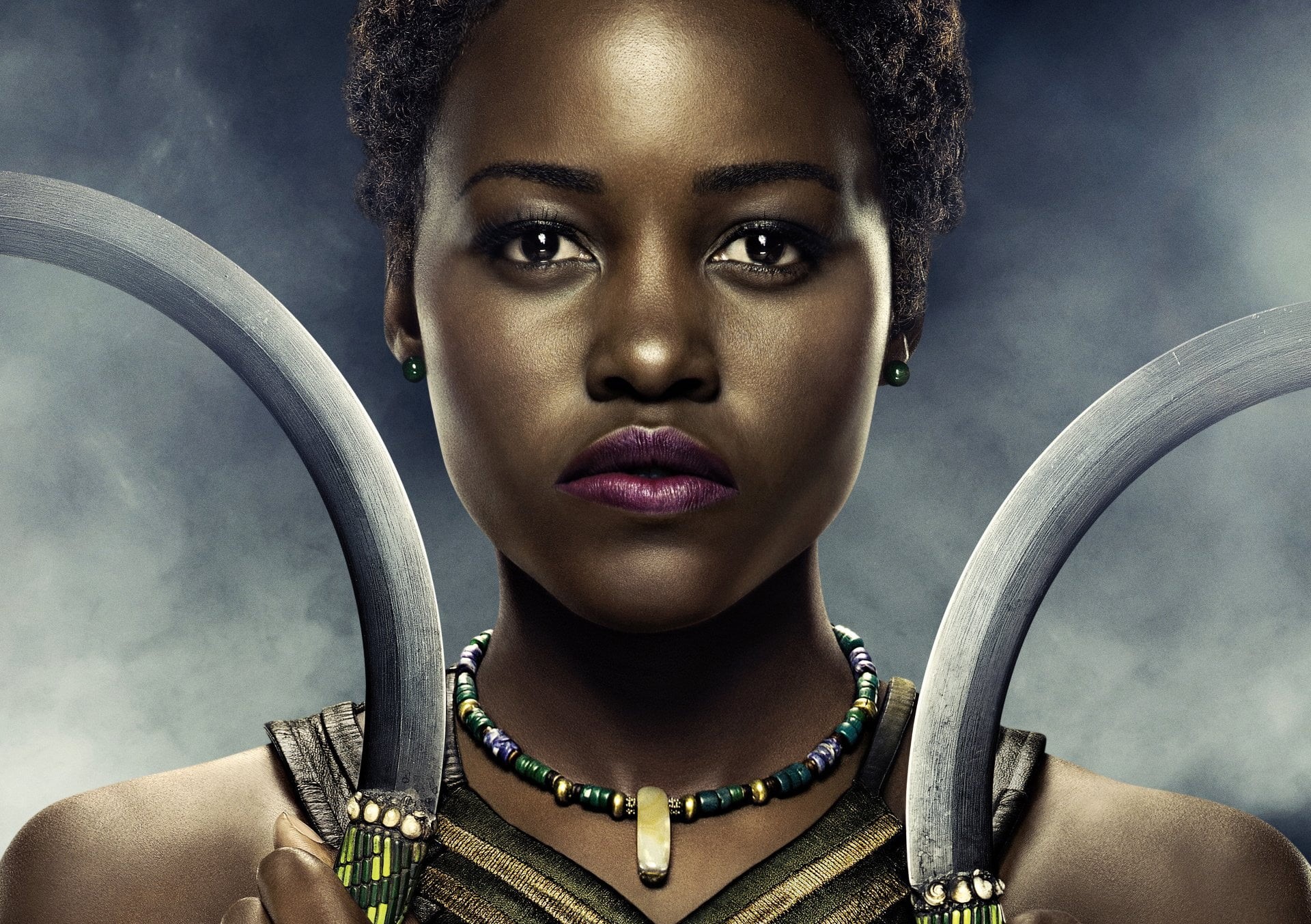 women, Black Panther (Movie), human face, make-up, front view, studio shot, necklace, beautiful woman, fashion, Black Panther, hairstyle, one person, 1080P, HD Wallpaper