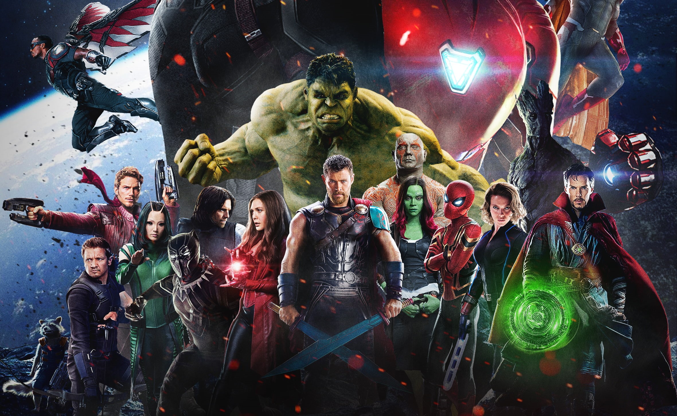 Falcon (Marvel Comics), Drax The Destroyer, Movie, Scarlet Witch, Black Widow, 1080P, Black Panther (Marvel Comics), Hulk, Avengers: Infinity War, Peter Quill, HD Wallpaper