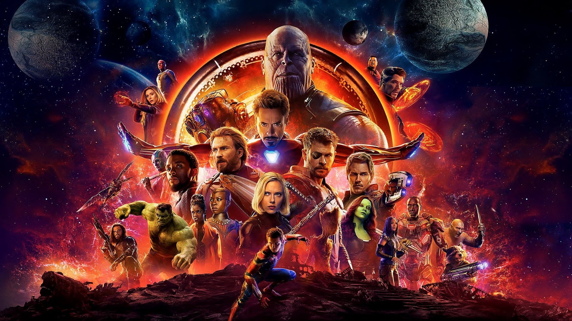 spider-man, War Machine, 1080P, Star Lord Thanos, Winter Soldier, Thor Vision (Marvel Comics), scarlet witch, Rocket Raccoon, Nebula (Marvel Comics), HD Wallpaper