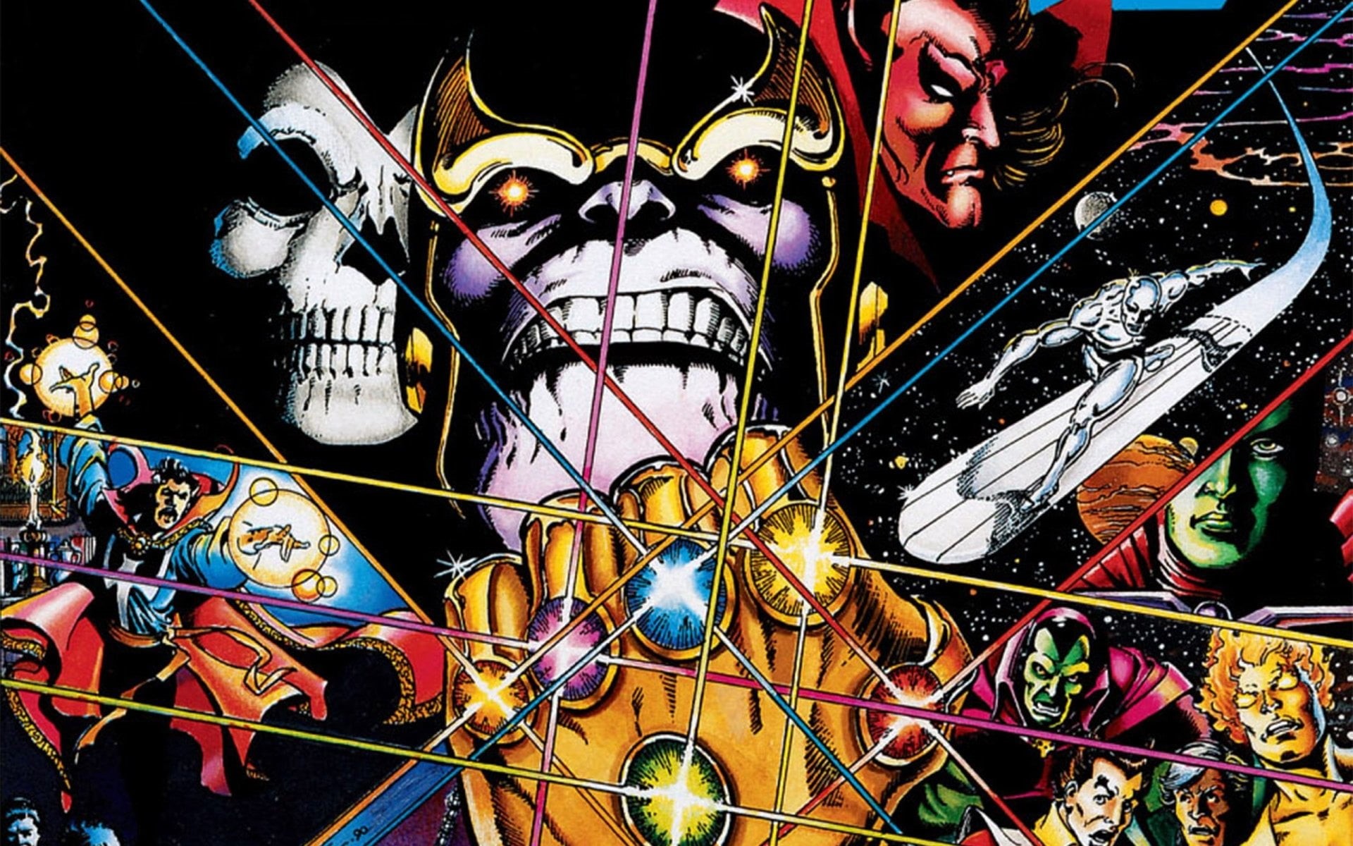 The Infinity Gauntlet, retail display, indoors, variation, Ant-Man, Wanda Maximoff, multi colored, Vision (Marvel Comics), still life, large group of objects, HD Wallpaper