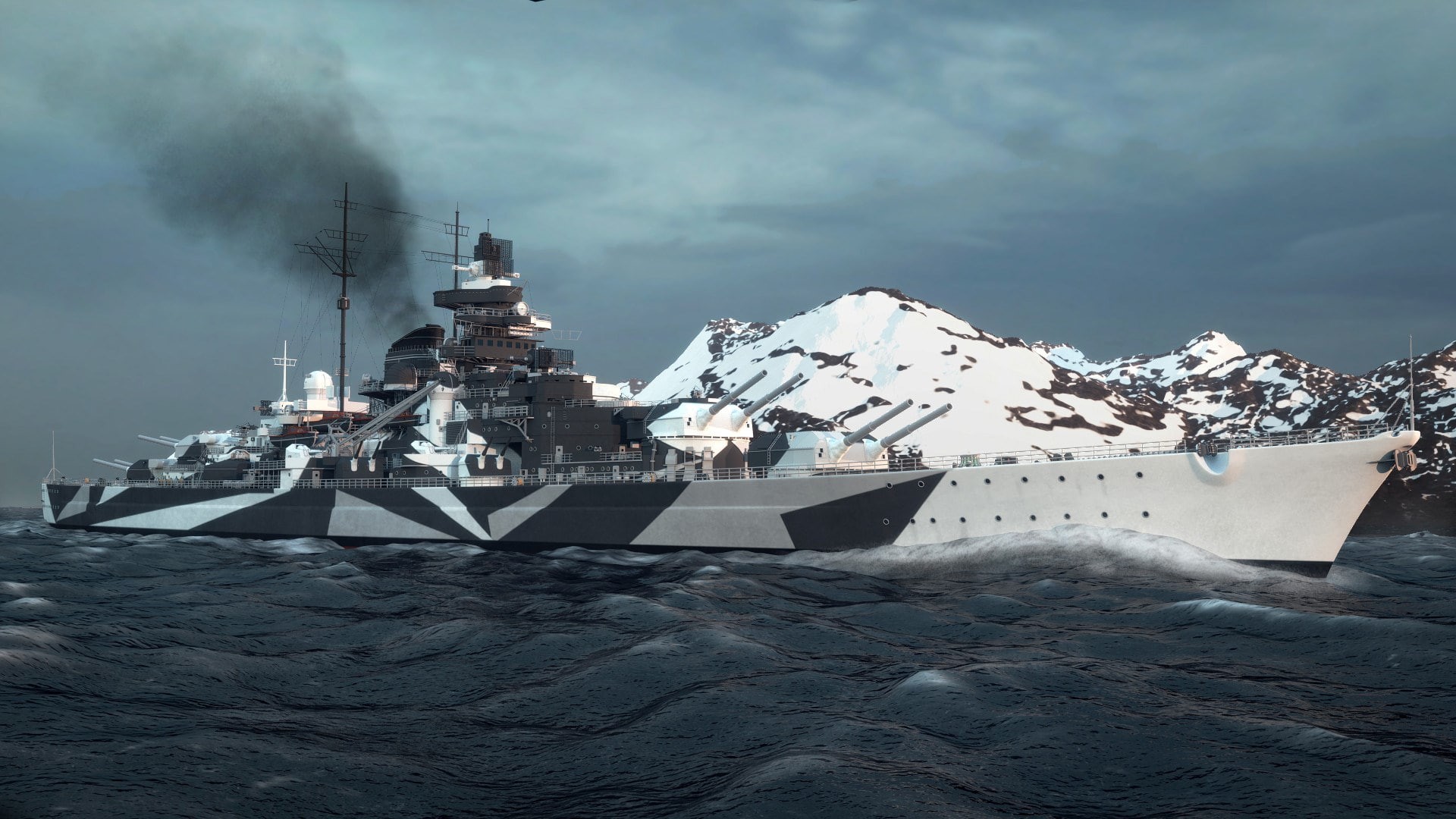 nature, water, sky, beauty in nature, winter, outdoors, cold temperature, german battleship tirpitz, pollution, sea, snowcapped mountain, snow, transportation, HD Wallpaper