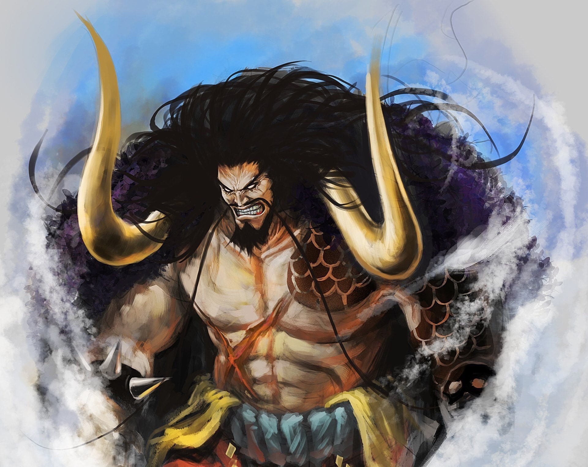 Horns, 1080P, One Piece, Anime, Kaido (One Piece), HD Wallpaper