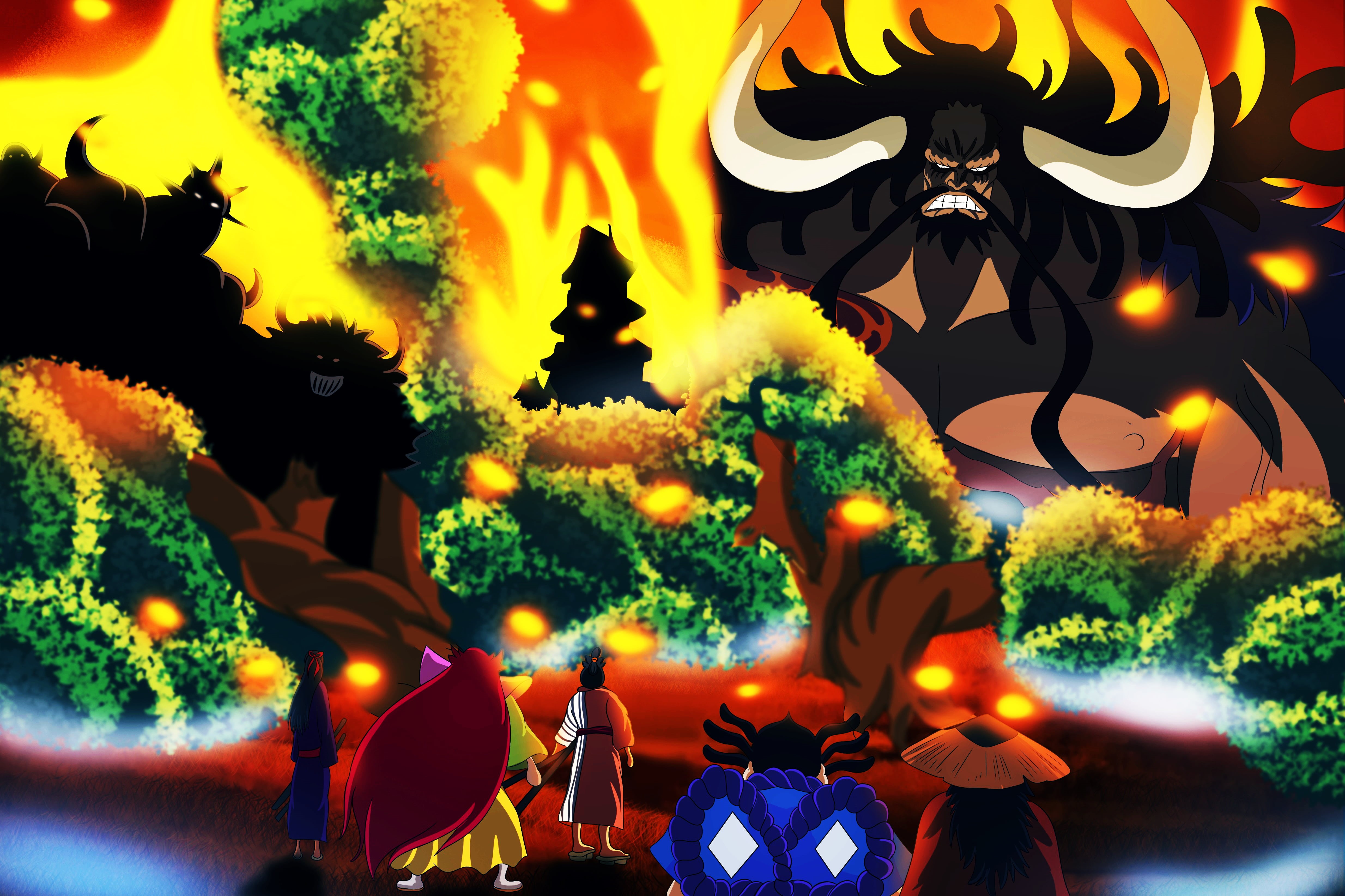 Jinbe (One Piece), Monkey D. Luffy, Nico Robin, One Piece, Kaido (One Piece), 4K, HD Wallpaper