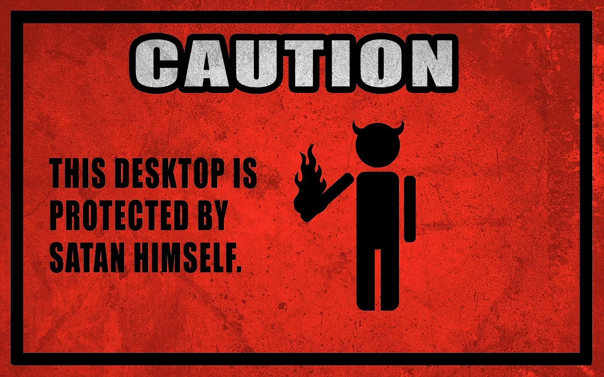 satan, 1080P, desktop, 3d and abstract, caution, HD Wallpaper