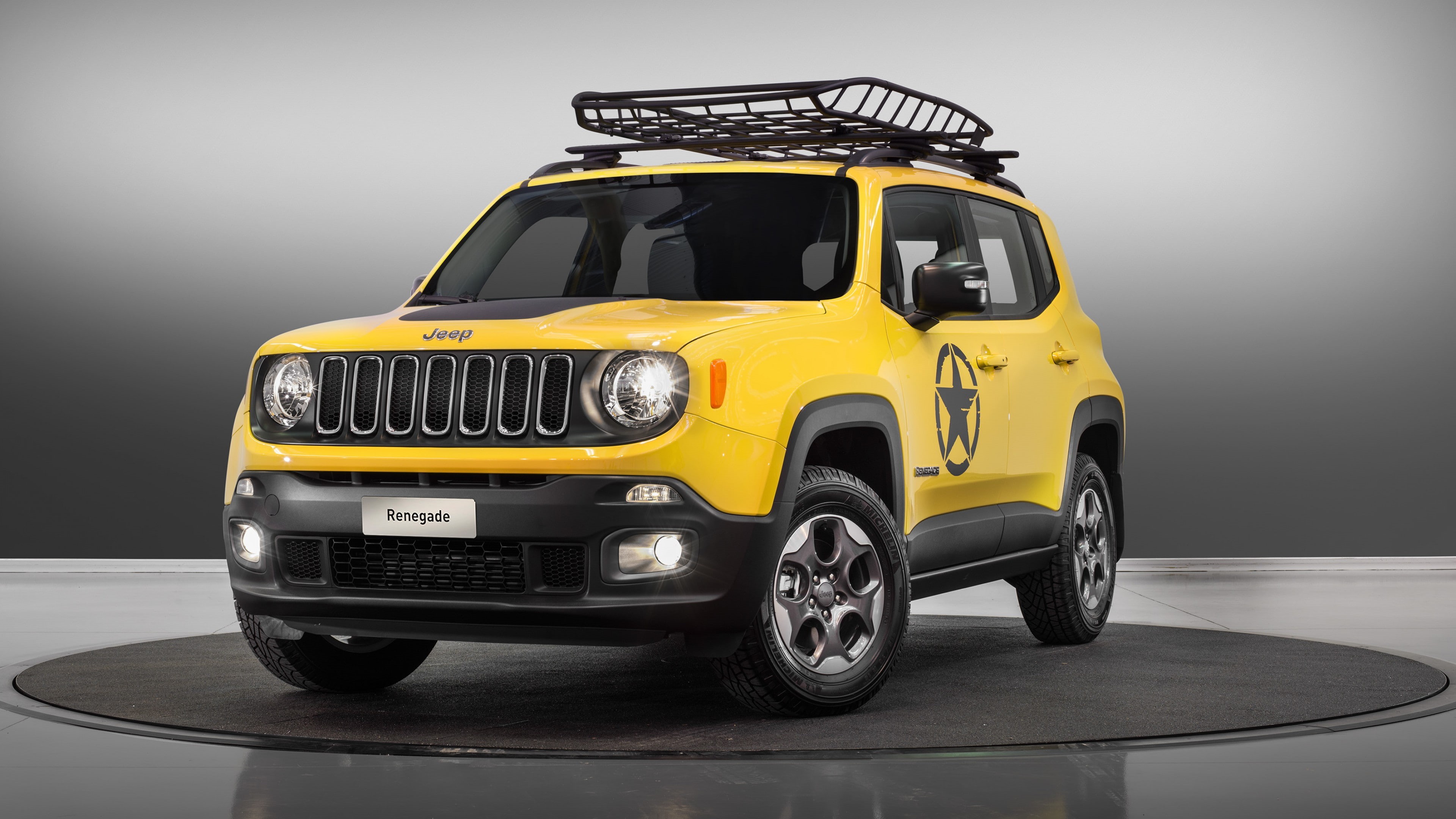 paris auto show 2016, jeep renegade longitude moparized, 4K, yellow, HD Wallpaper