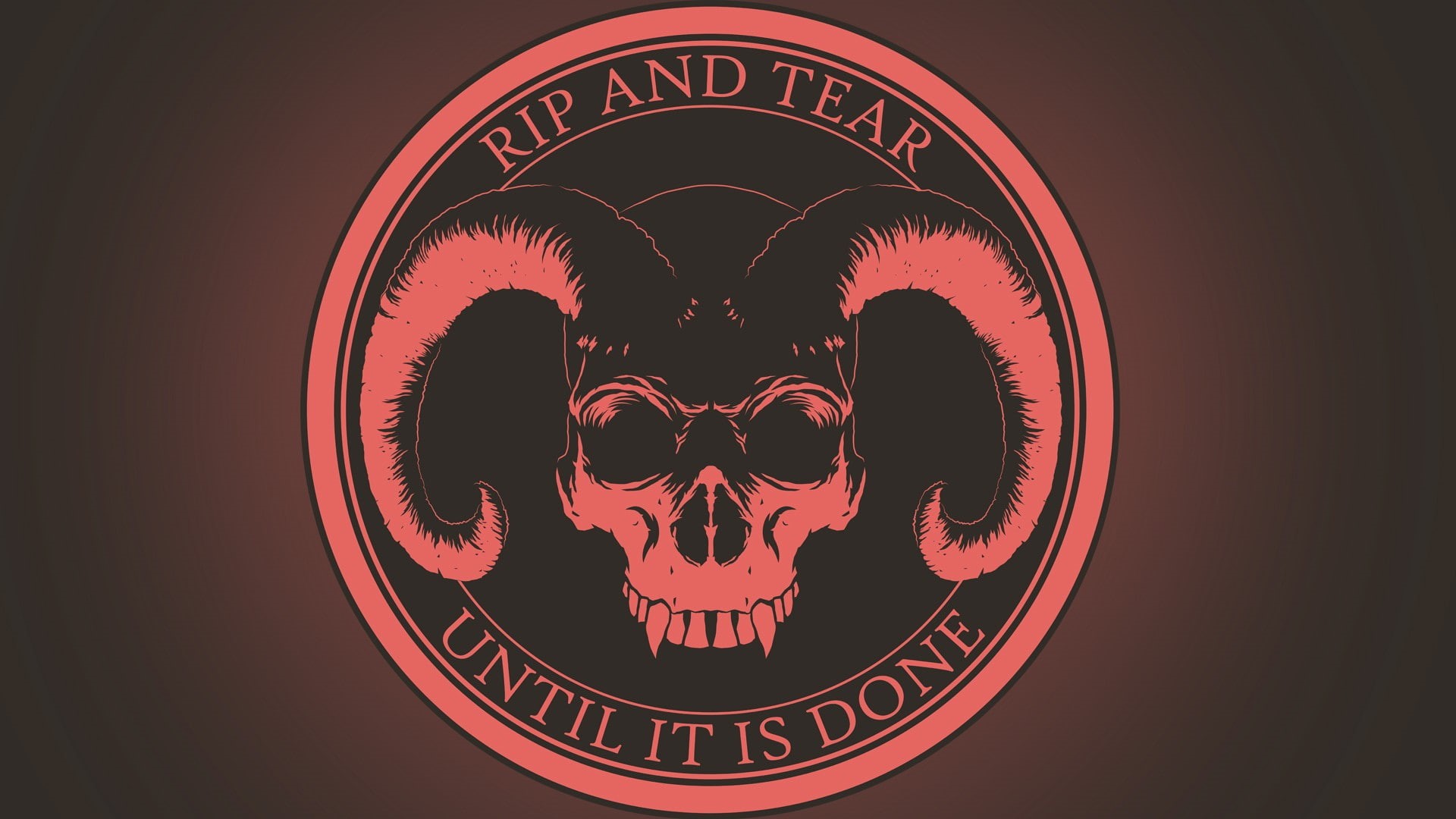 skull, horns, Doom (game), demon, logo, 1080P, evil, HD Wallpaper