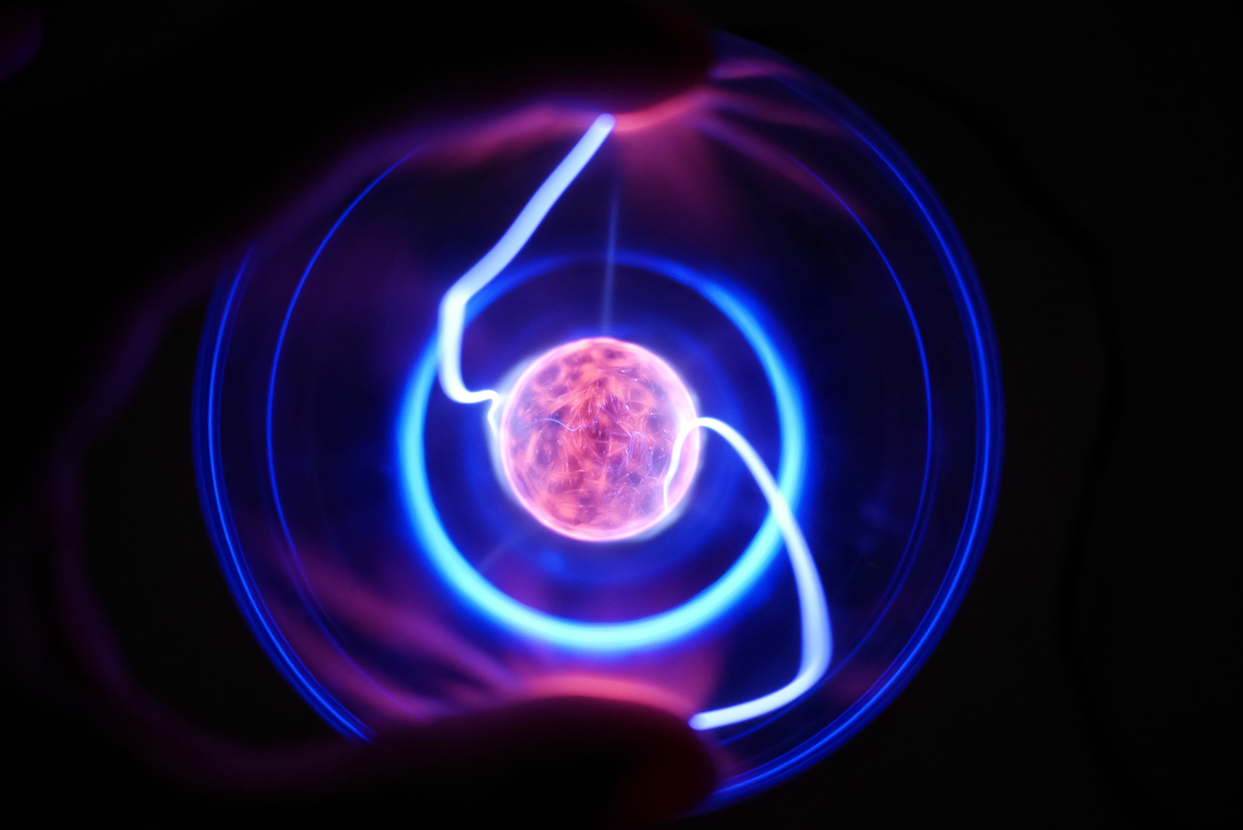 illuminated, no people, universe, Touch, sphere, backgrounds, symmetric, Plasma Ball, fuel and power generation, nature, black, ball, geometric shape, human, HD Wallpaper